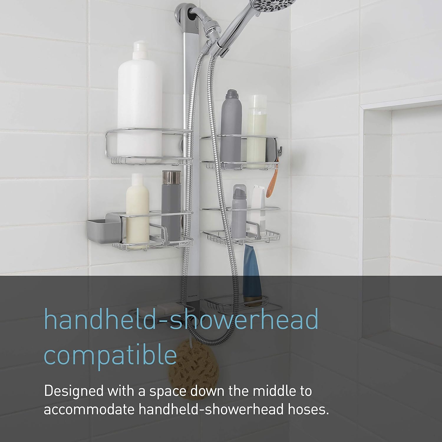 Simplehuman Adjustable Shower Caddy XL with Rust-Proof Design