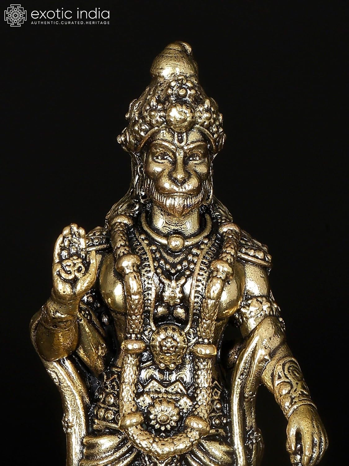 Small Superfine Hanuman Brass Statue Bajrangbali Pooja Temple Decor