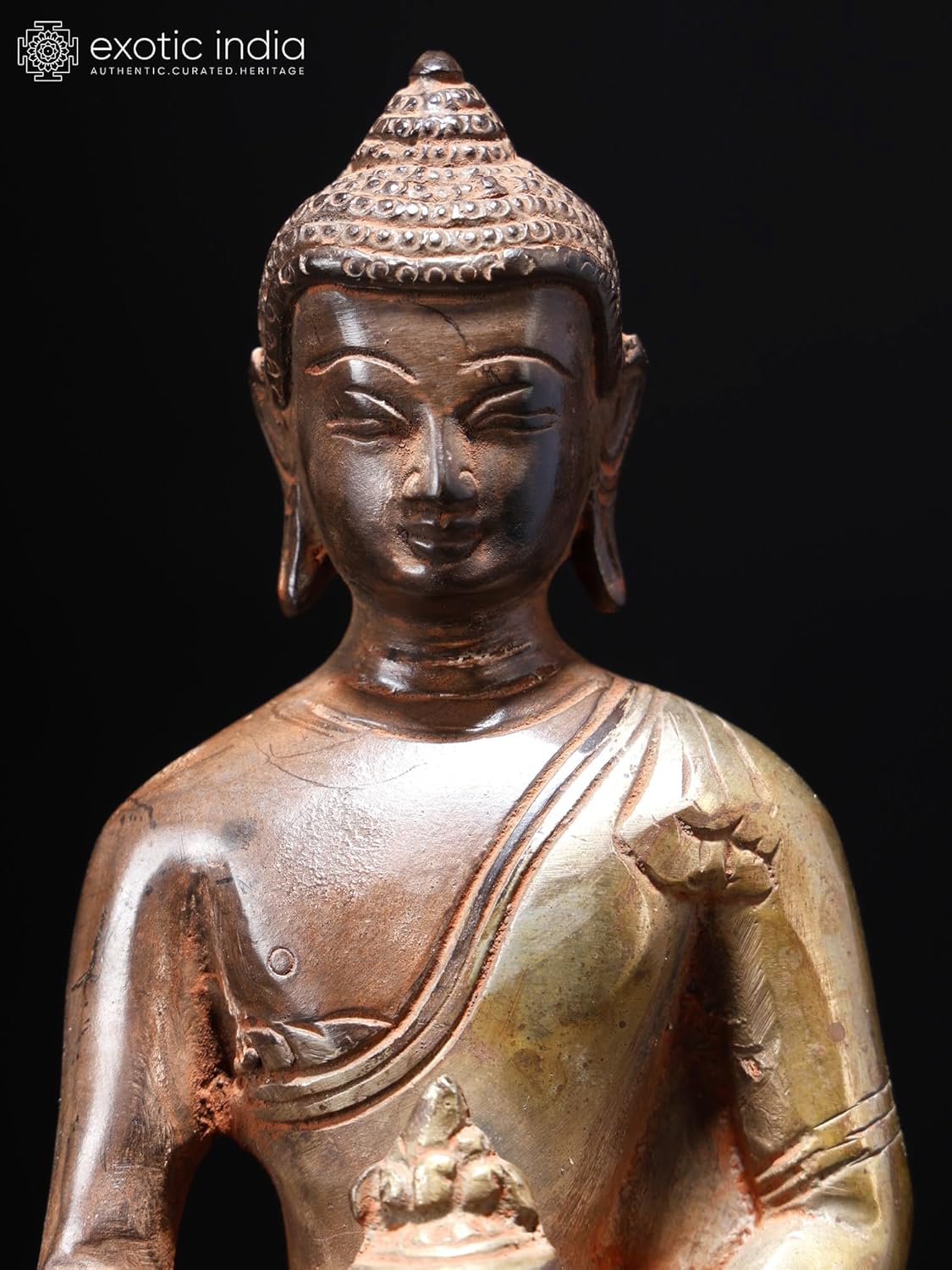 Exotic India Medicine Buddha Brass Statue 7 Inch