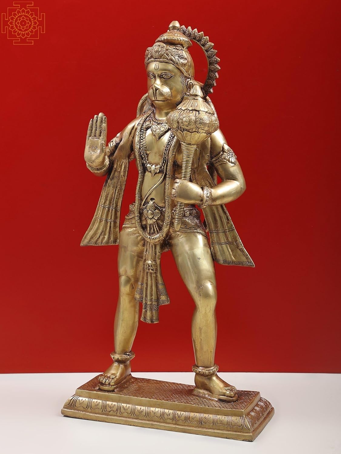 Brass Hanuman Statue 24 Inches for Home Office Decor