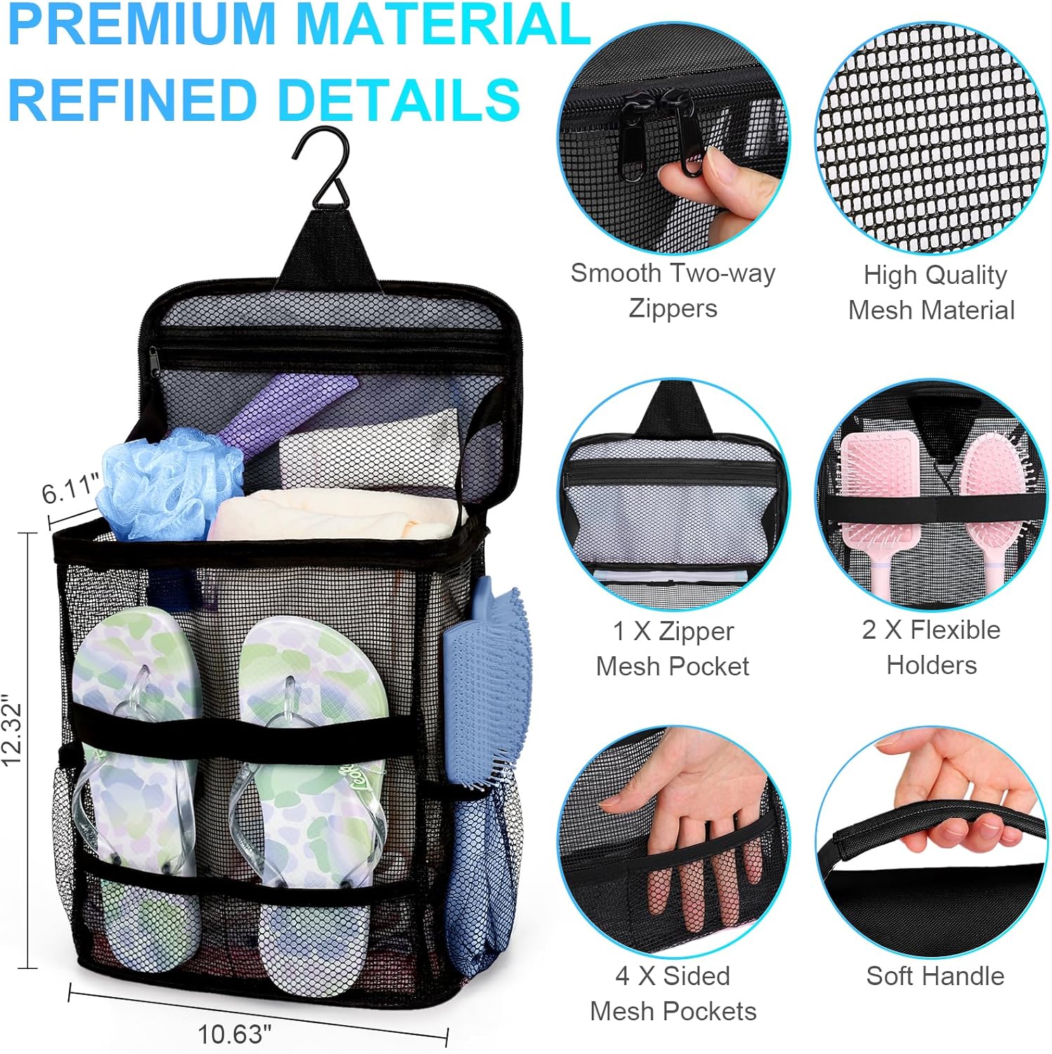 NOBLIGOAL Large Capacity Mesh Shower Caddy Portable Travel Bag
