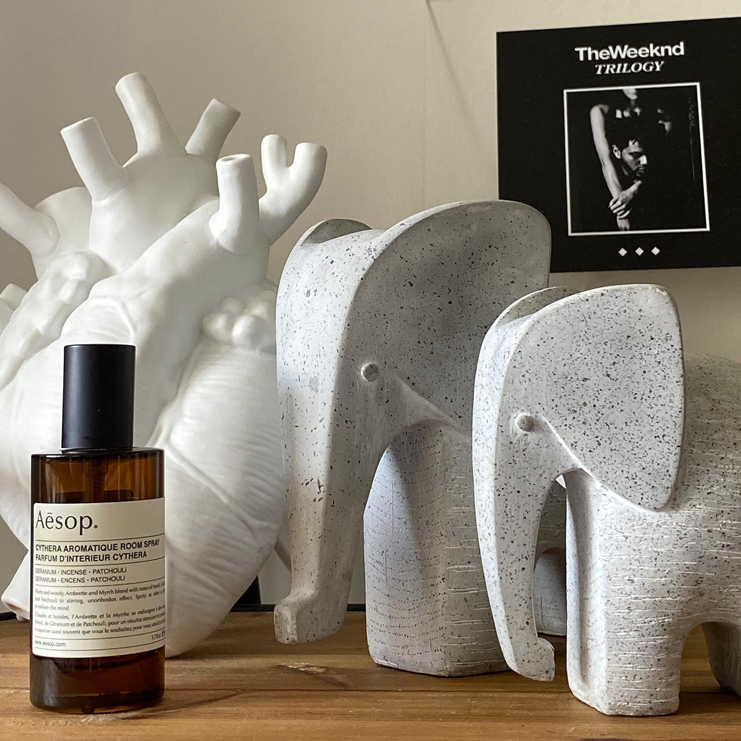 Huey House Elephant Sculptures 2 Piece Set 6 and 5 Light Gray