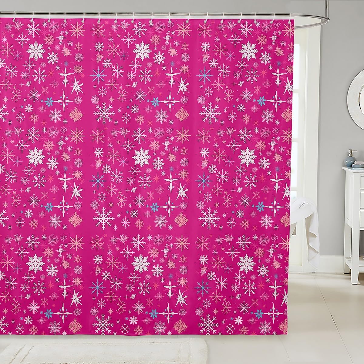 Erosebridal Girls Pink Shower Curtain Set