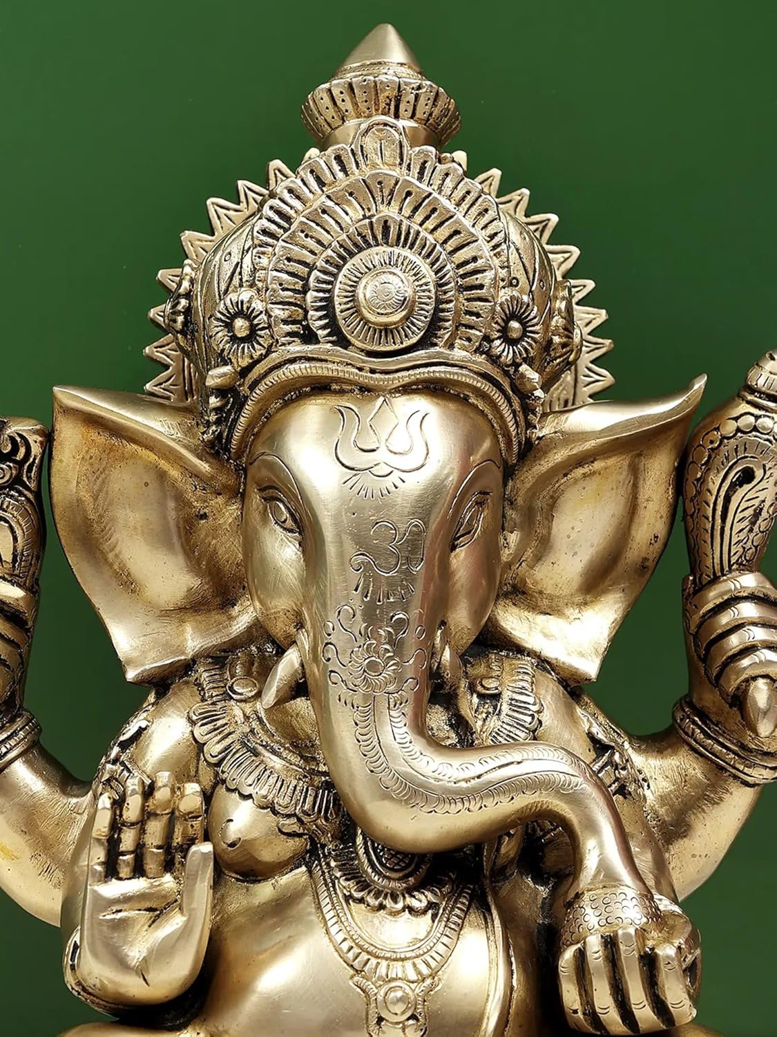 Brass Ganesha Statue 125 Inch Divine Home Office Decor