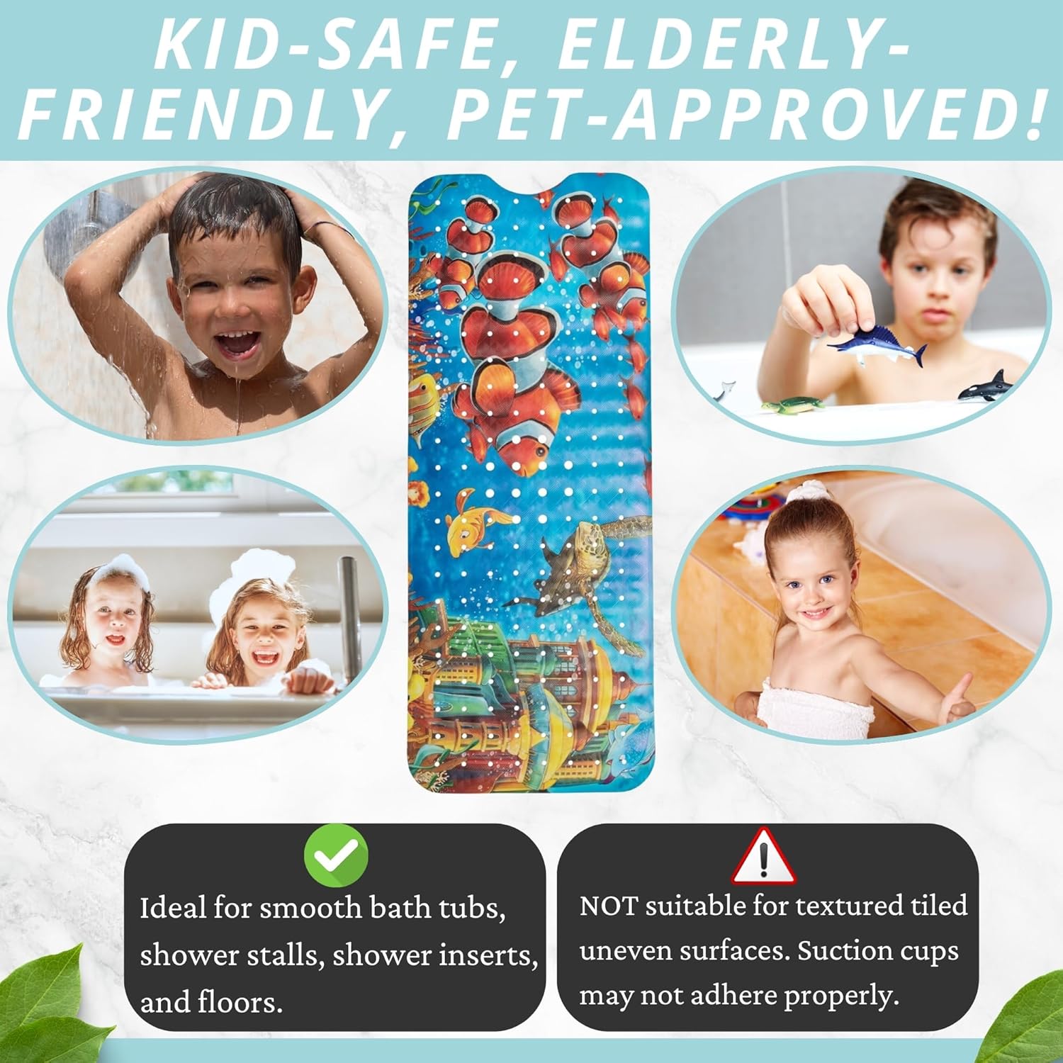 ENKOSI Toddler Non Slip Bath Mat with Suction Cups