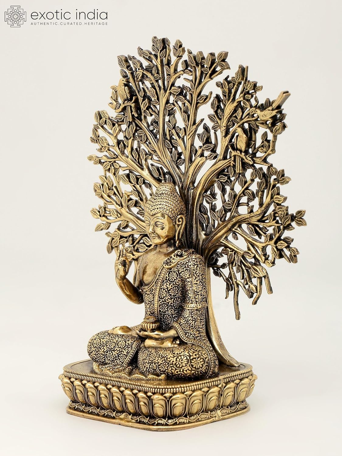 Exotic India Superfine Buddha Brass Statue - 6 Inch Zen Decor