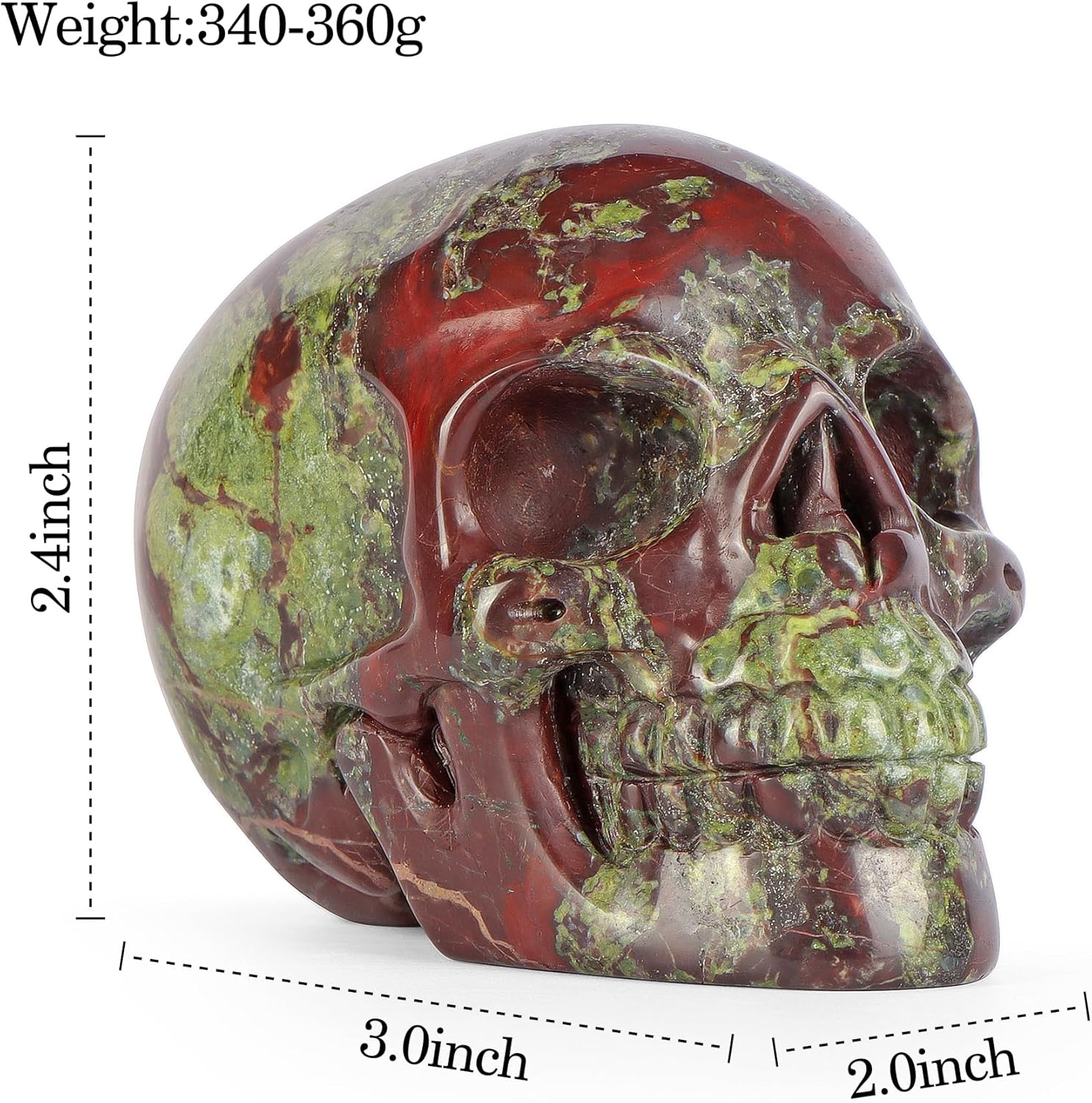 LEADGEM 30 Crystal Dragon Blood Stone Skull Statue 1