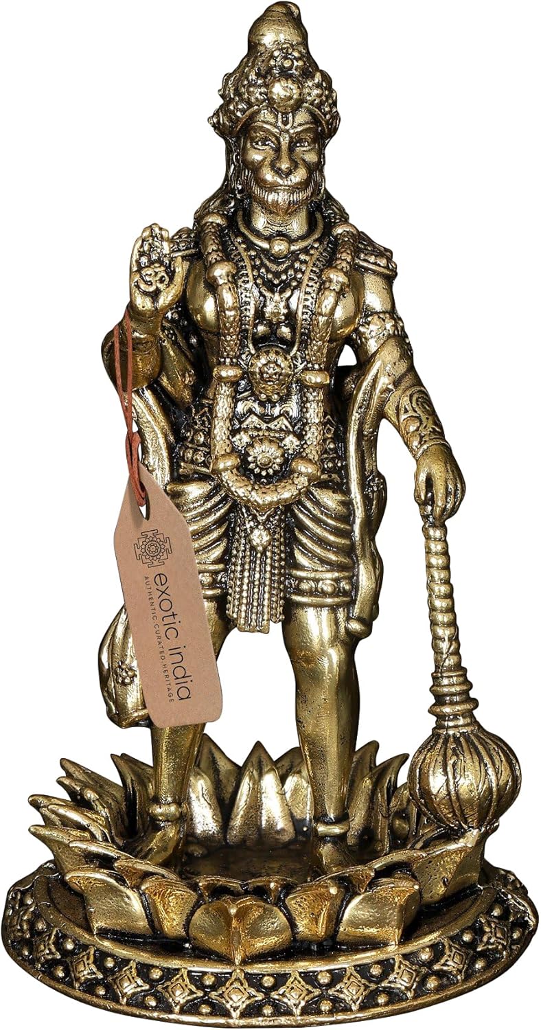 Small Superfine Hanuman Brass Statue Bajrangbali Pooja Temple Decor