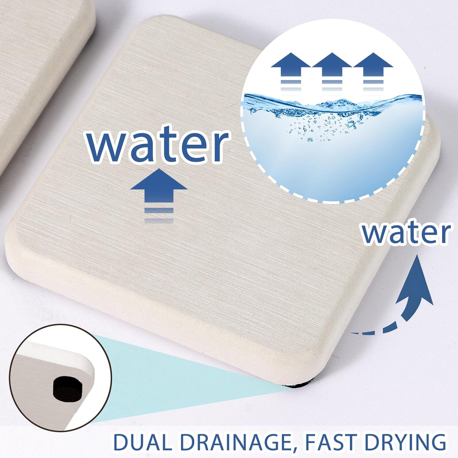 4PCS Water Absorbing Stone Tray for Bathroom and Kitchen