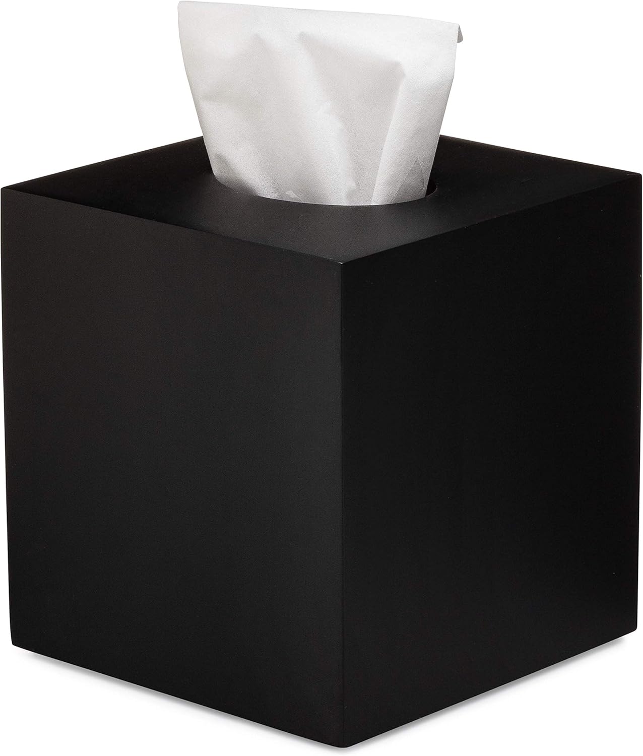 Essentra Home Matte Black Square Tissue Box Cover 1