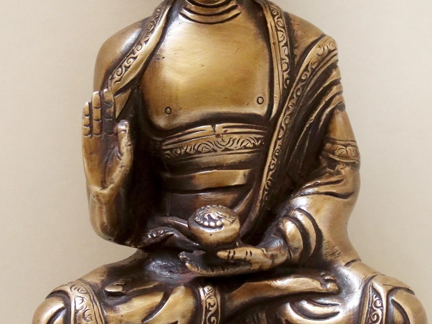 8-Inch Buddha Brass Statue with Vitarka Mudra
