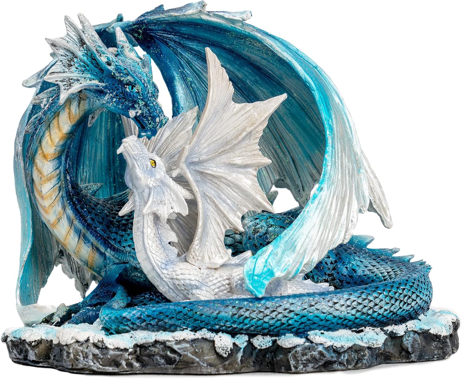 Fantasy Dragon Fairy Figurine Set - Mystic White Dragon Resin Decor