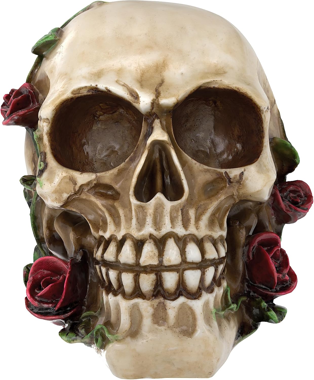 READAEER Human Skull Rose Resin Statue Home Decor