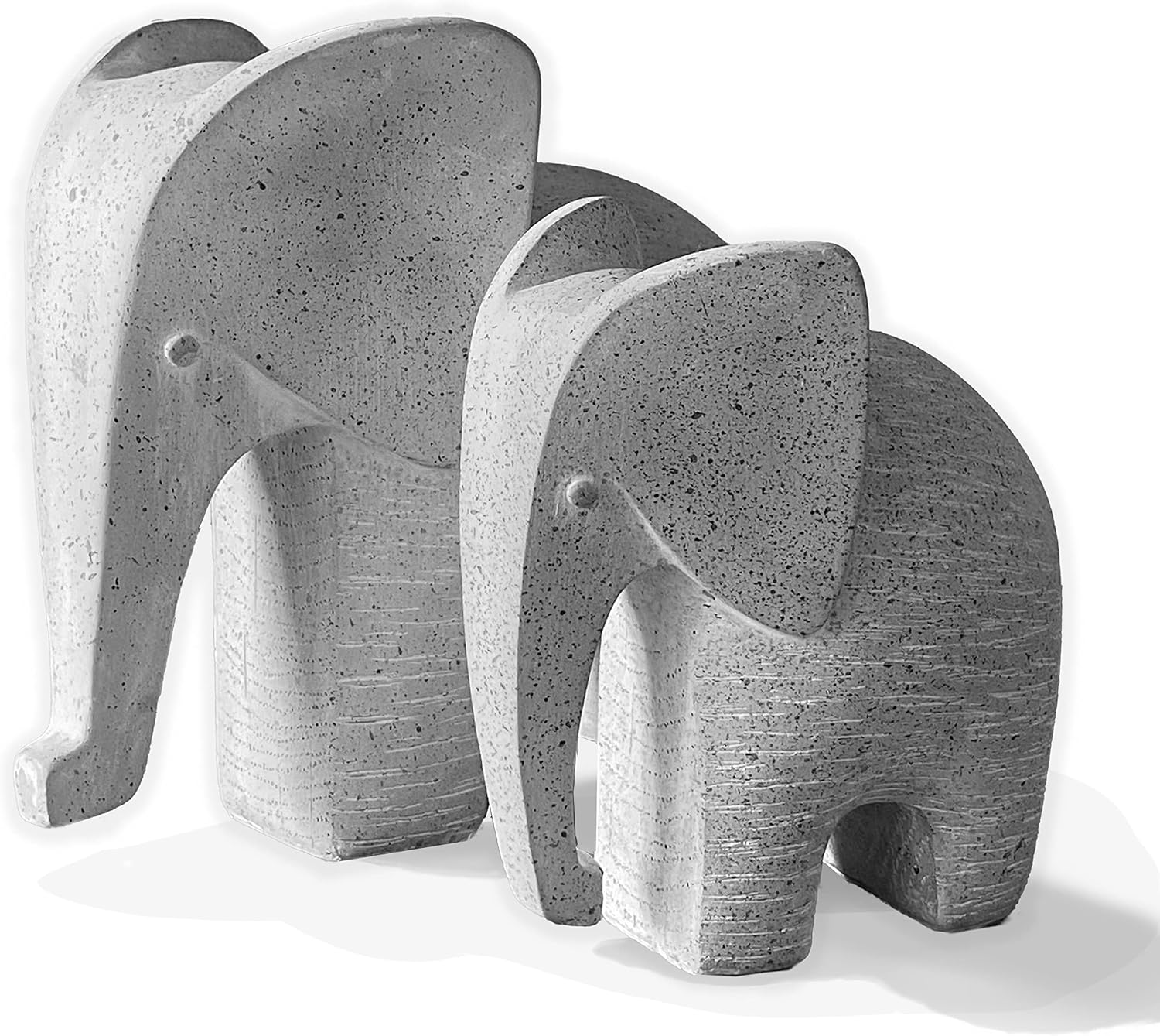 Huey House Elephant Sculptures 2 Piece Set 6 and 5 Light Gray