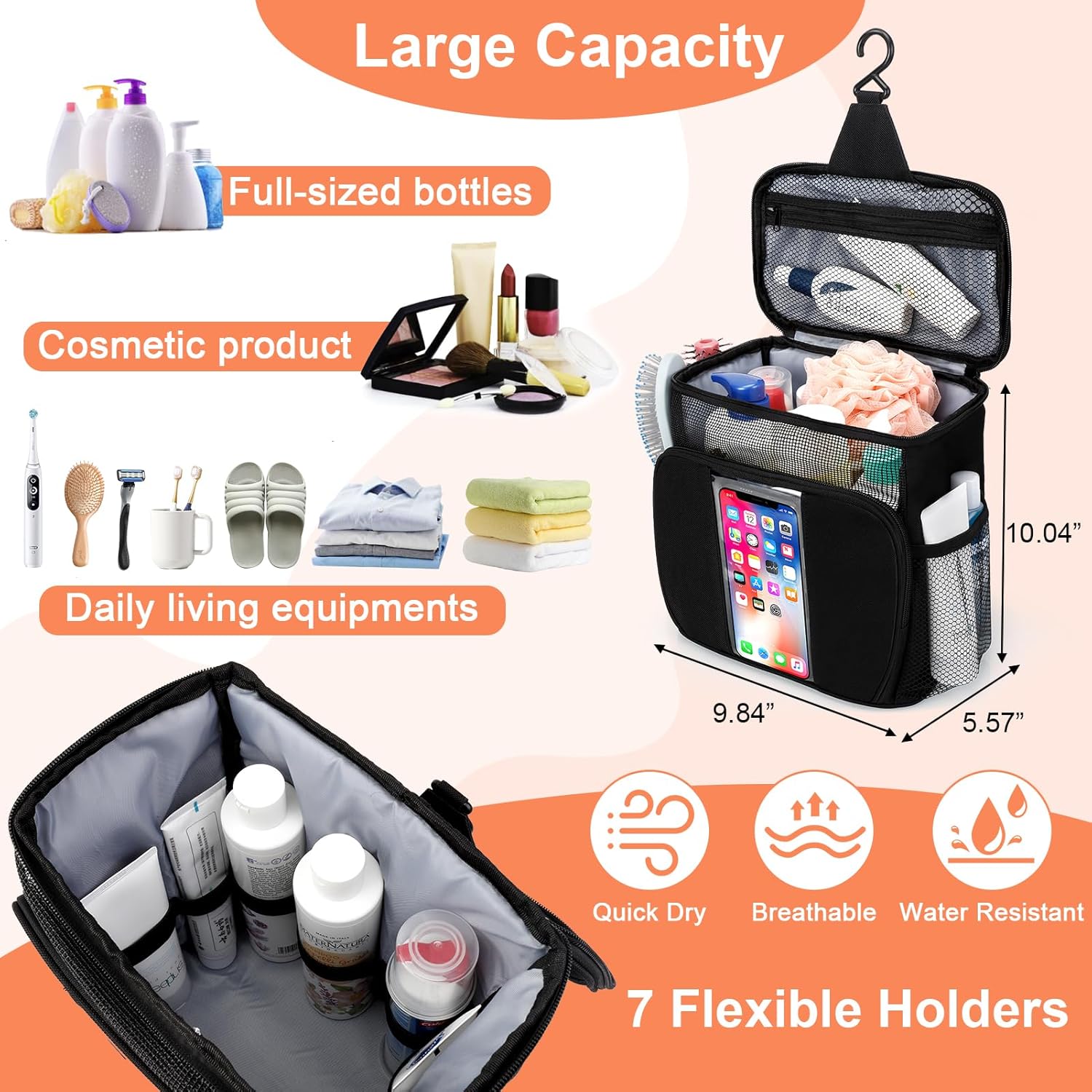 BAIMAY Quick Dry Mesh Shower Caddy for Dorm Travel