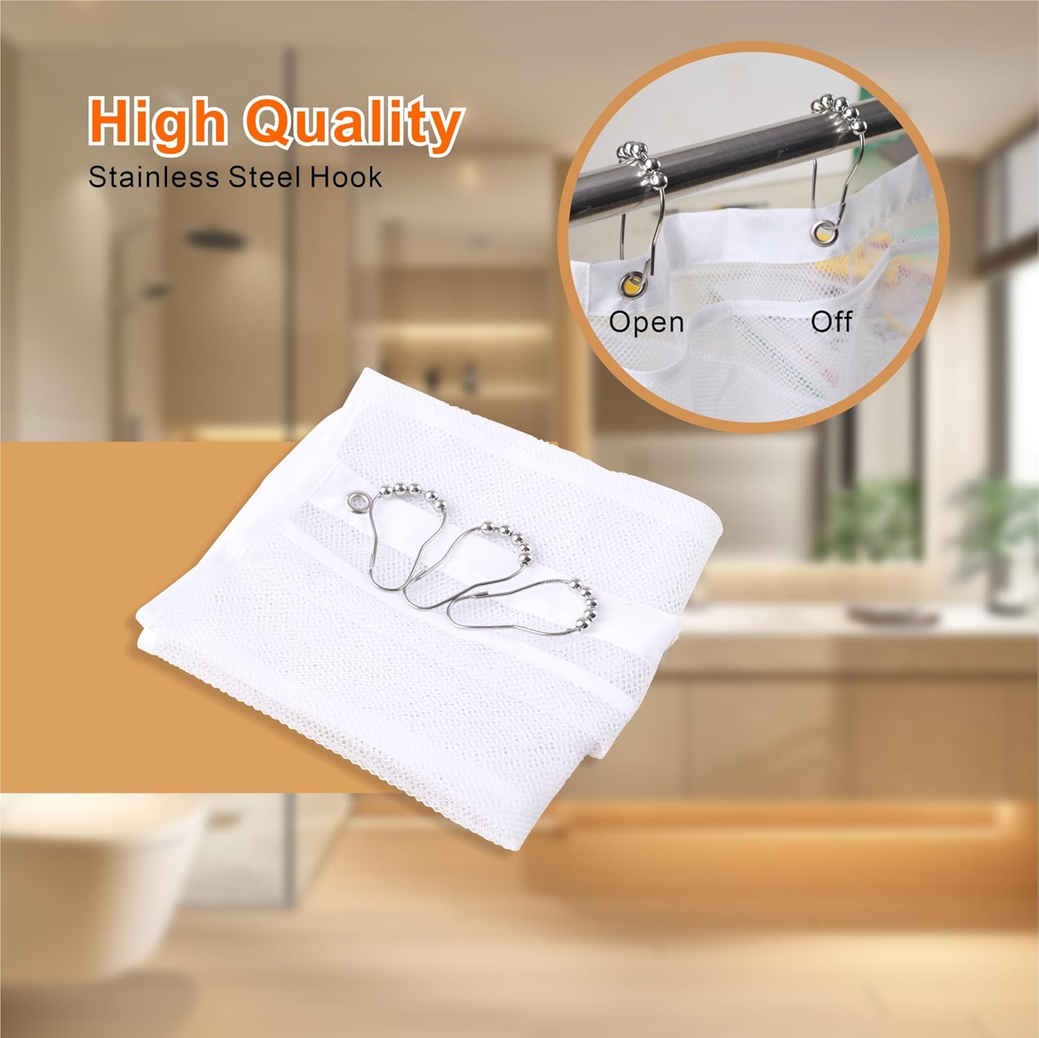 Armuzui 2 Pack Mesh Shower Caddy 7 Pockets 3 Hooks