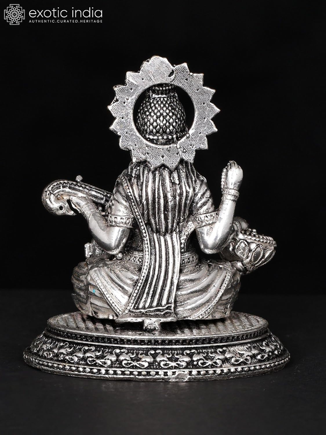 Devi Saraswati Veena Playing Silver Plated Brass Statue