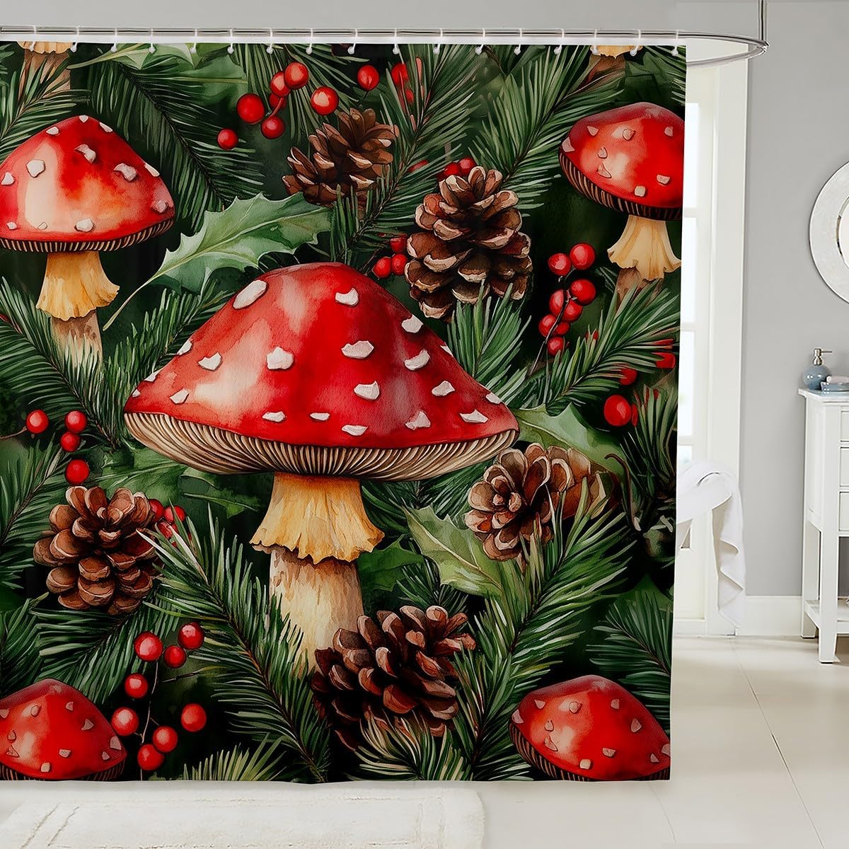 Feelyou Wild Mushroom Stuff Bath Curtain Set