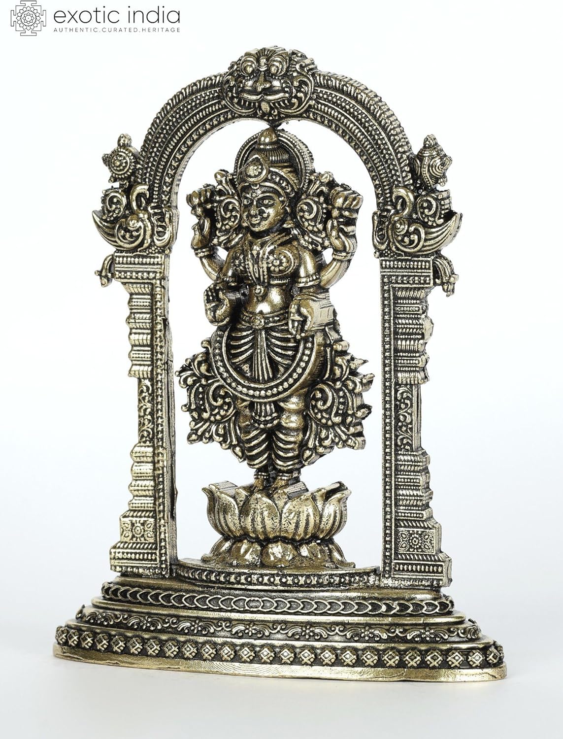 Exotic India Small Superfine Lakshmi Brass Statue