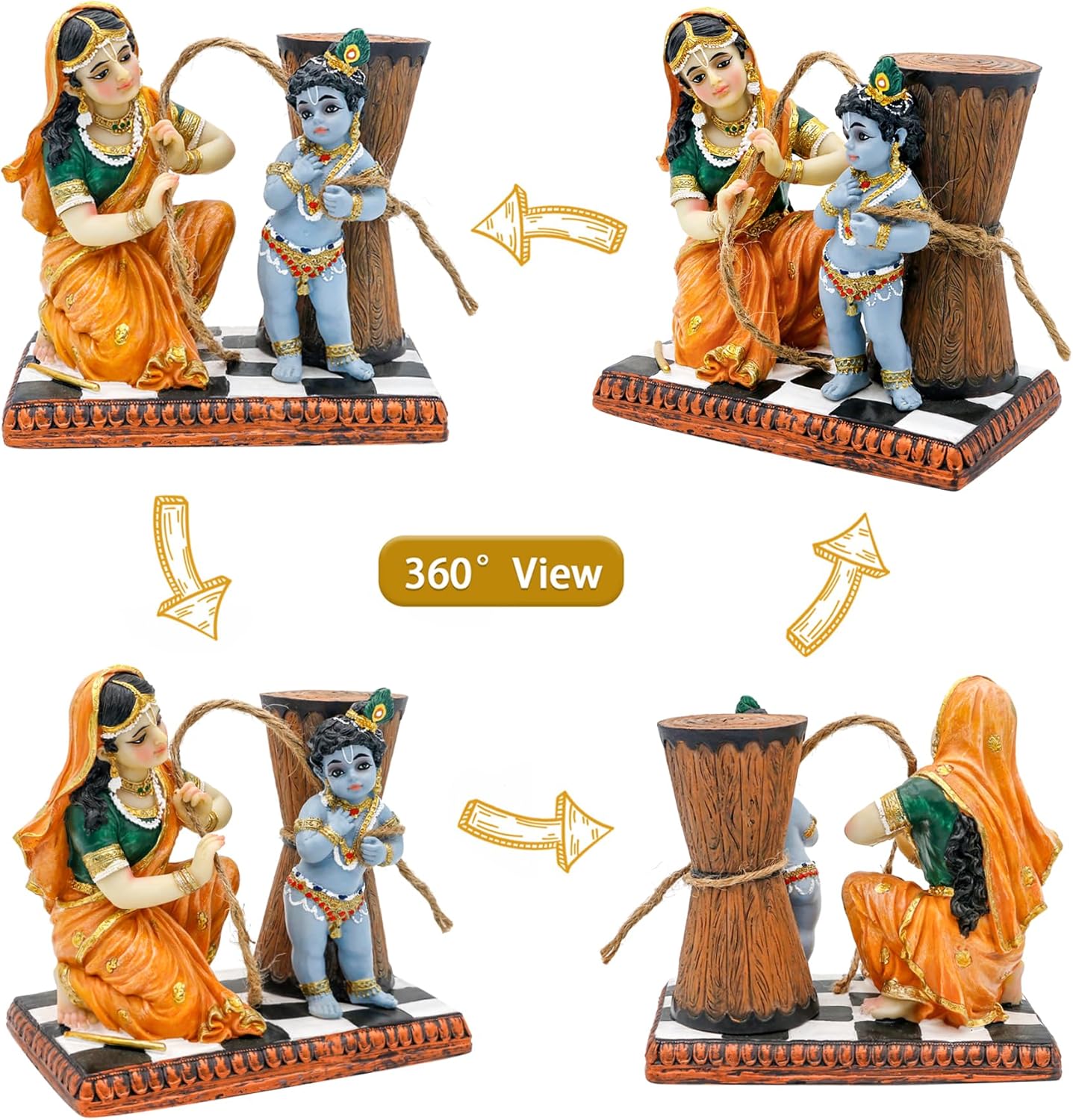 Maa Yashoda Binding Krishna Murti Statue - 51 Hand Painted Polystone