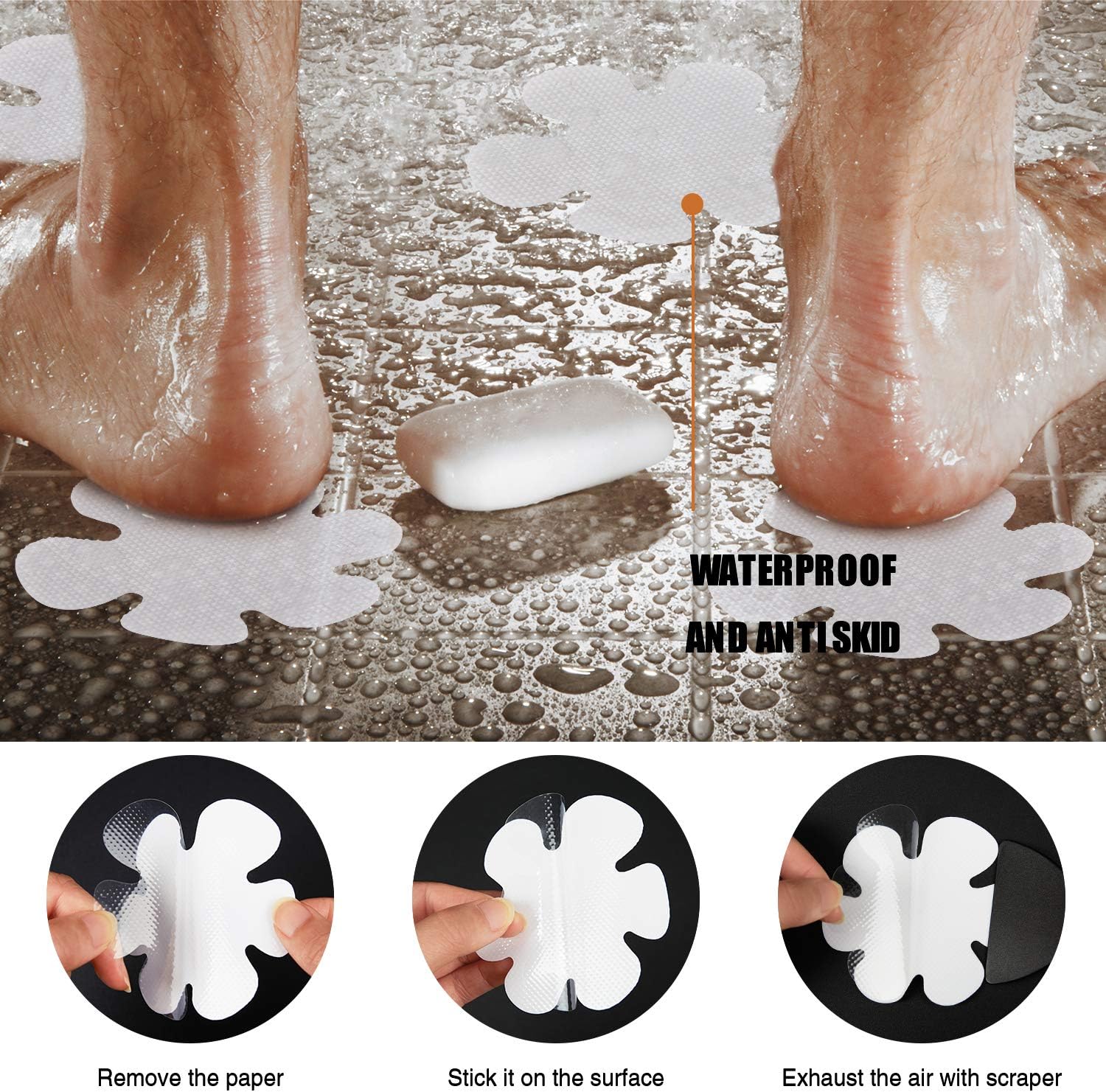 Non-Slip Bathtub Stickers with Silicone Scraper