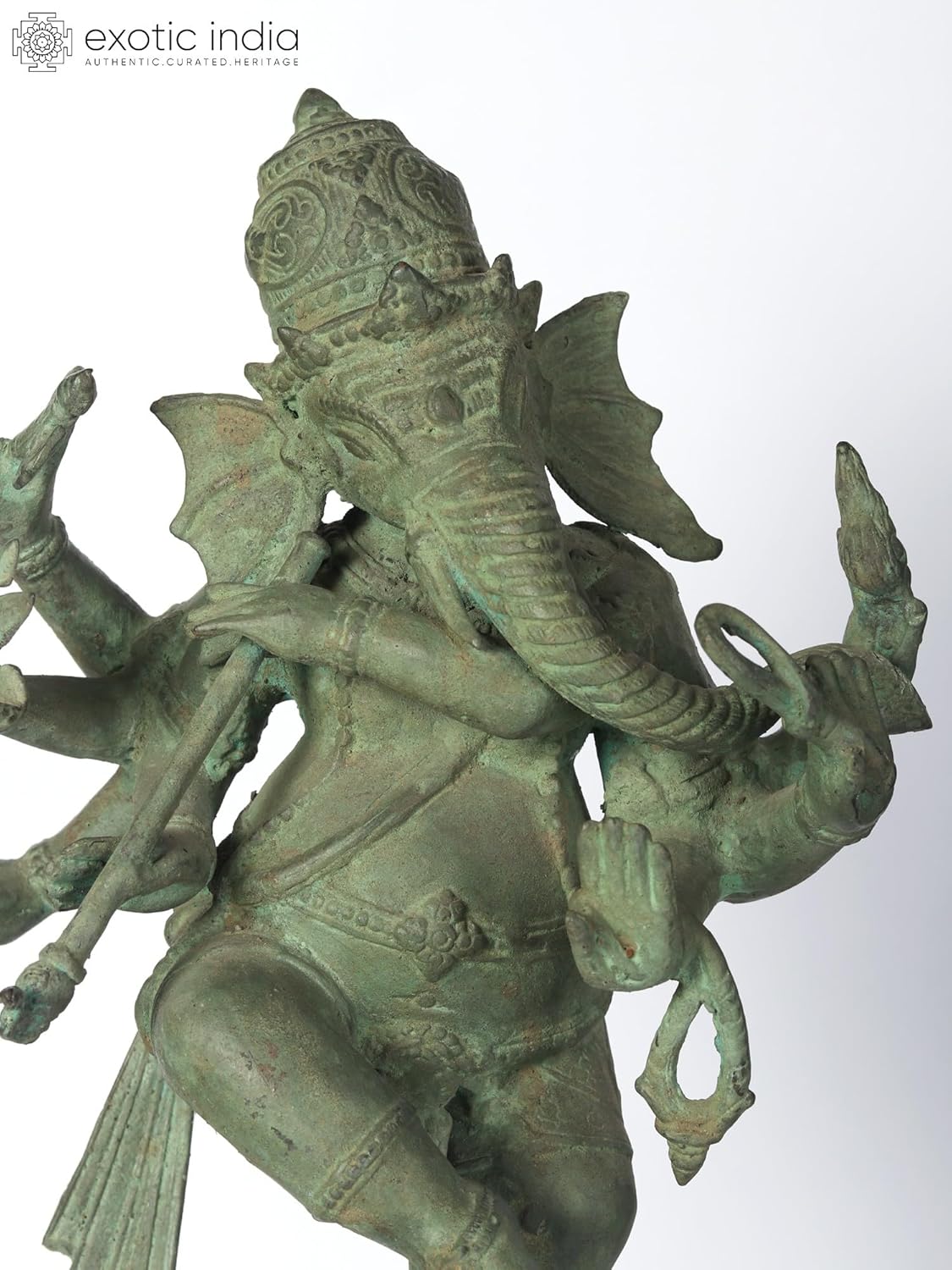 Eight Armed Lord Ganesha Brass Statue 16 Inch Showpiece