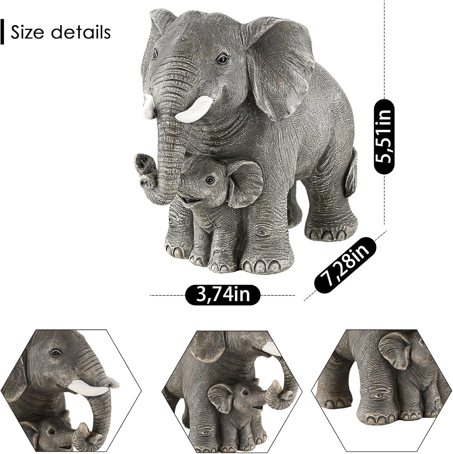 Ylncicn Elephant Statue - Large Grey Home Decor