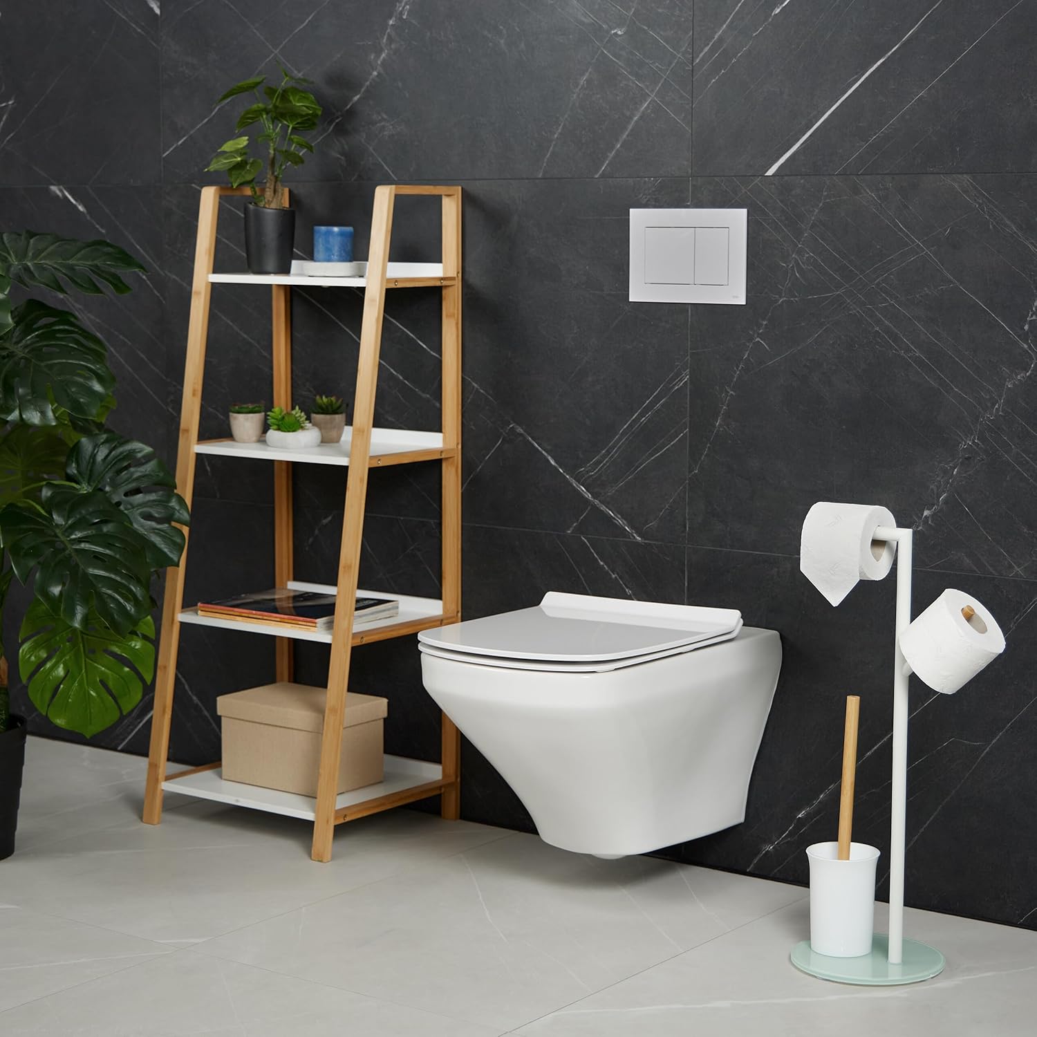 Relaxdays Toilet Roll Brush Holder Set