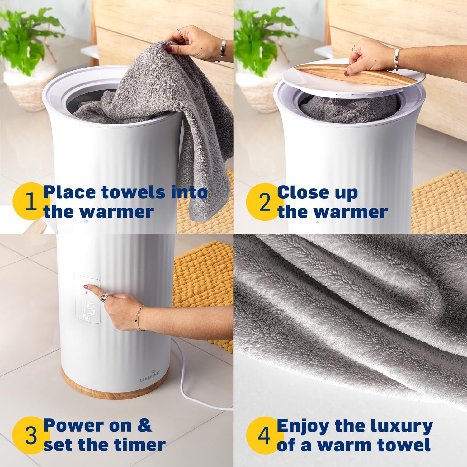 Live Fine Towel Warmer with LED Display and Timer