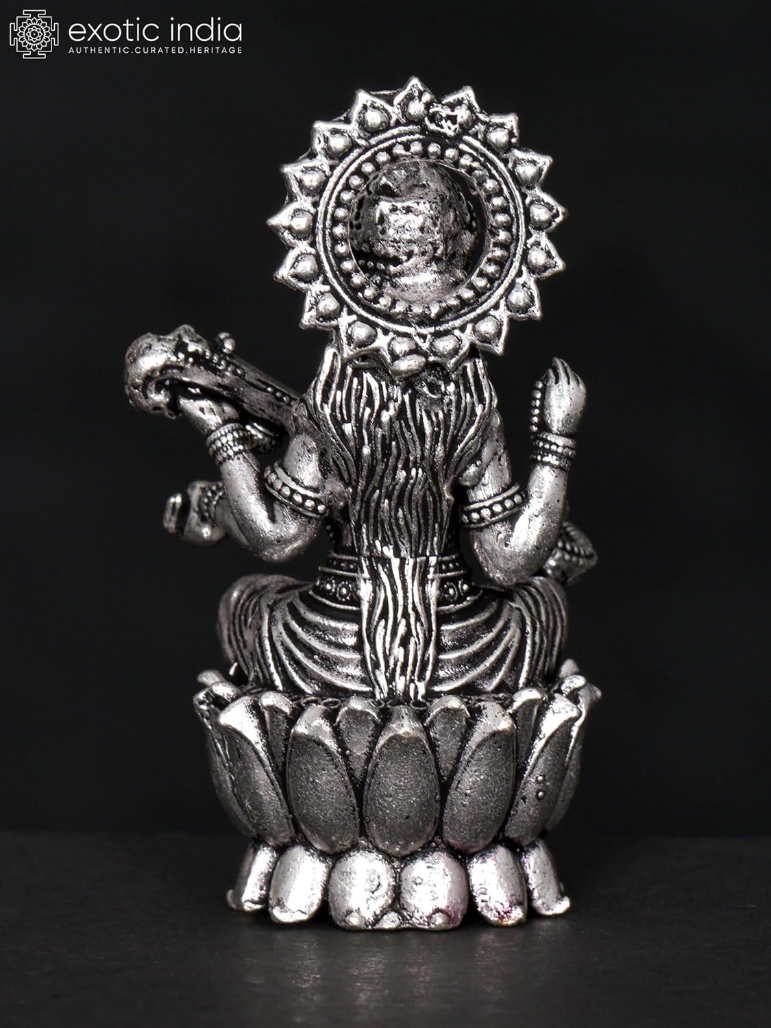 Exotic India Small Superfine Saraswati Brass Statue