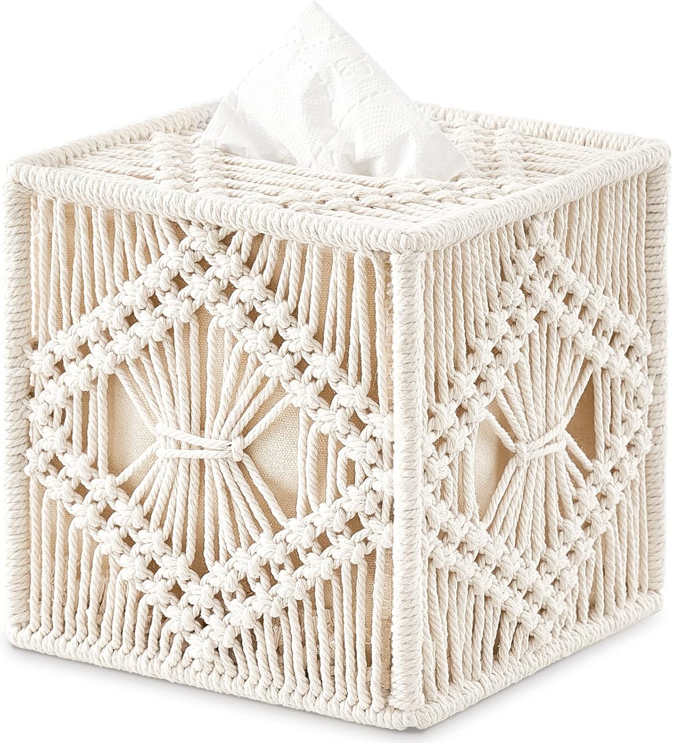 Mkono Boho Macrame Tissue Box Holder