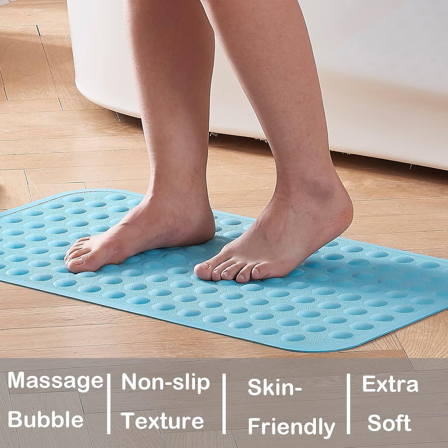 Yanzifly Non Slip Silicone Bathtub Mat - Blue