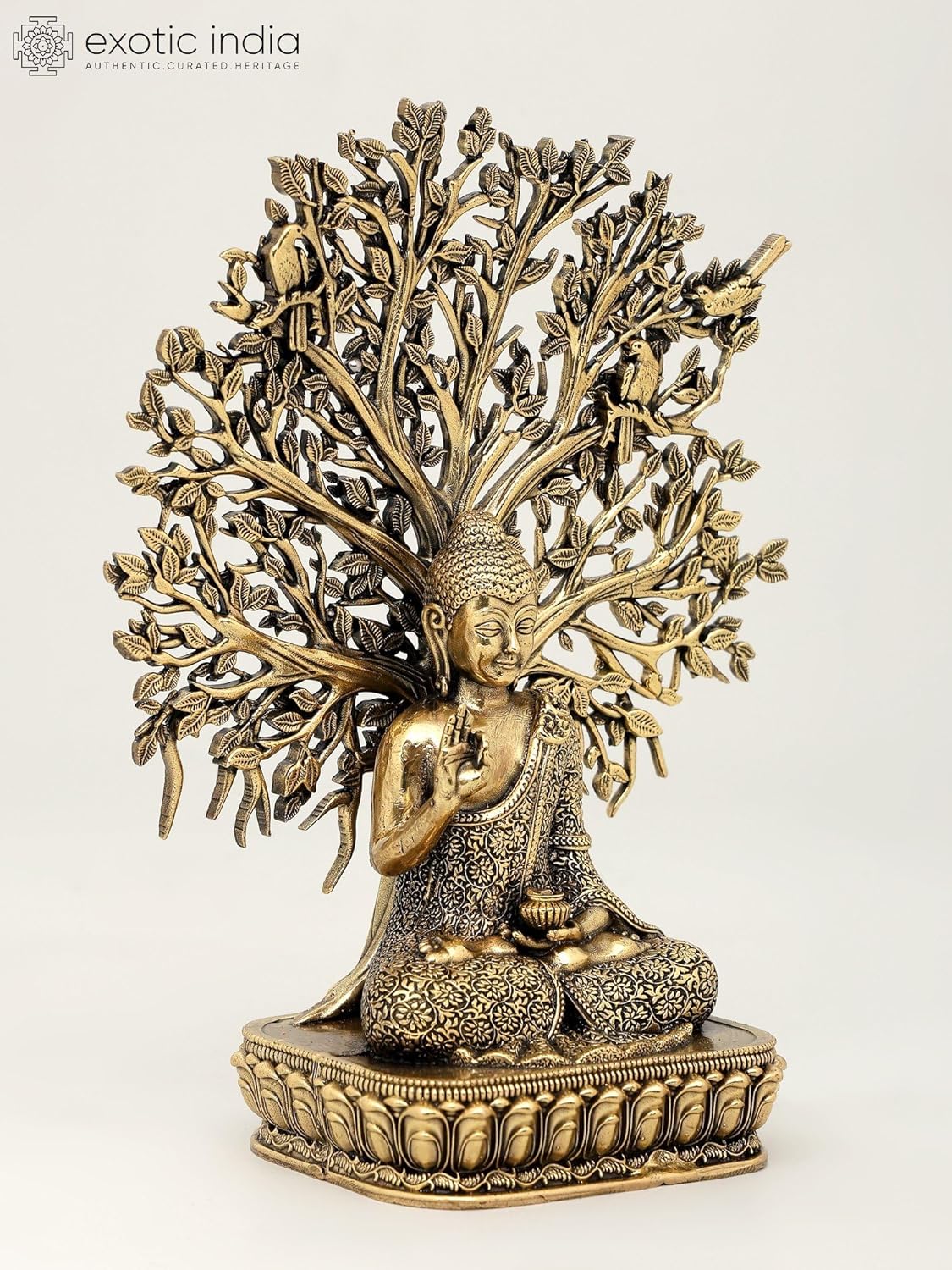 Exotic India Superfine Buddha Brass Statue - 6 Inch Zen Decor