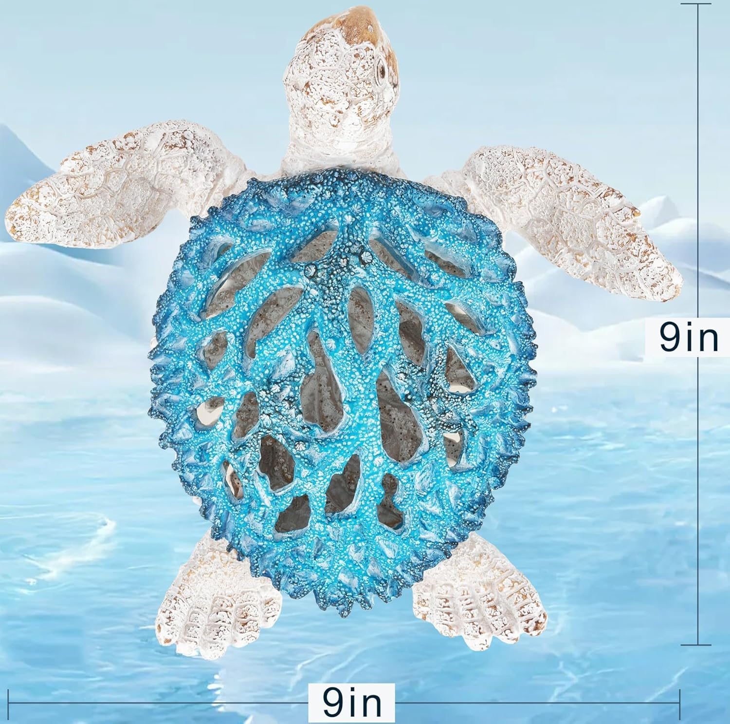 VVGIFTS Blue Sea Turtle Coral Reef Sculpture