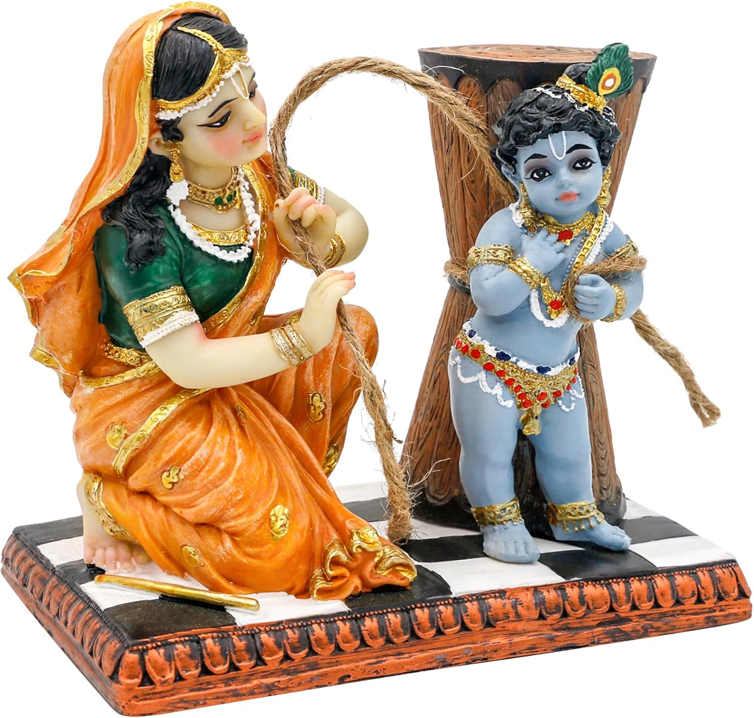 Maa Yashoda Binding Krishna Murti Statue - 51 Hand Painted Polystone