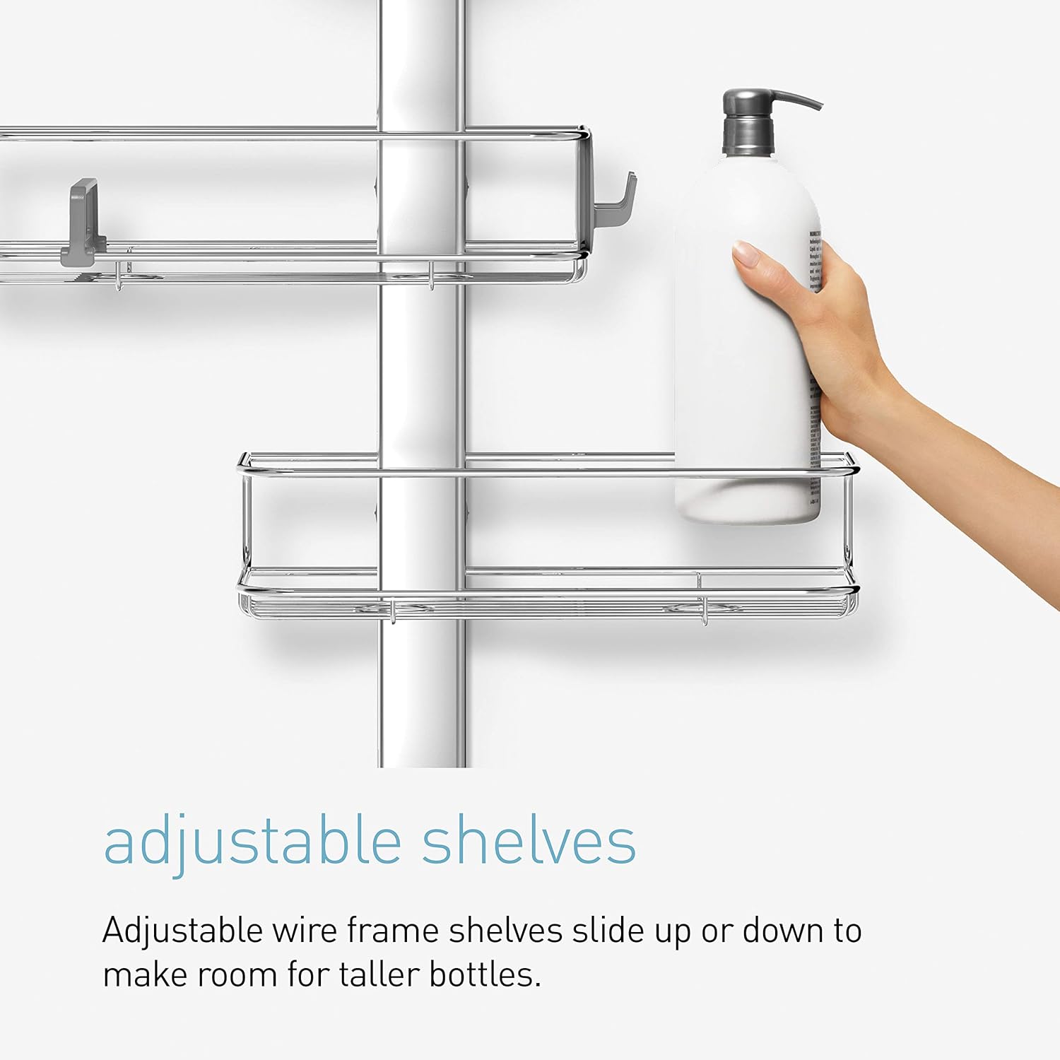 Simplehuman Adjustable Shower Caddy XL with Rust-Proof Design