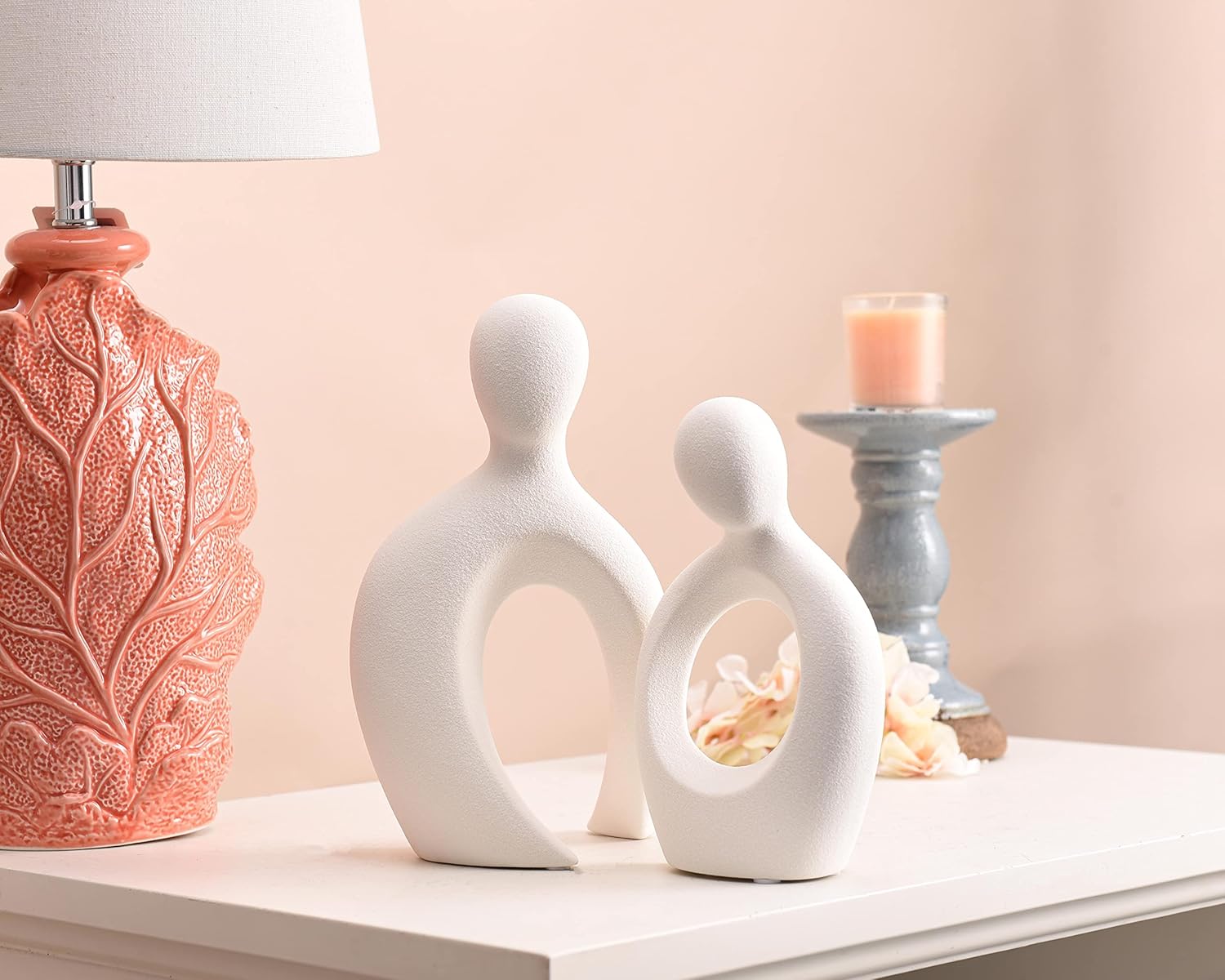Quoowiit Abstract Love Couple Sculptures for Home Decor