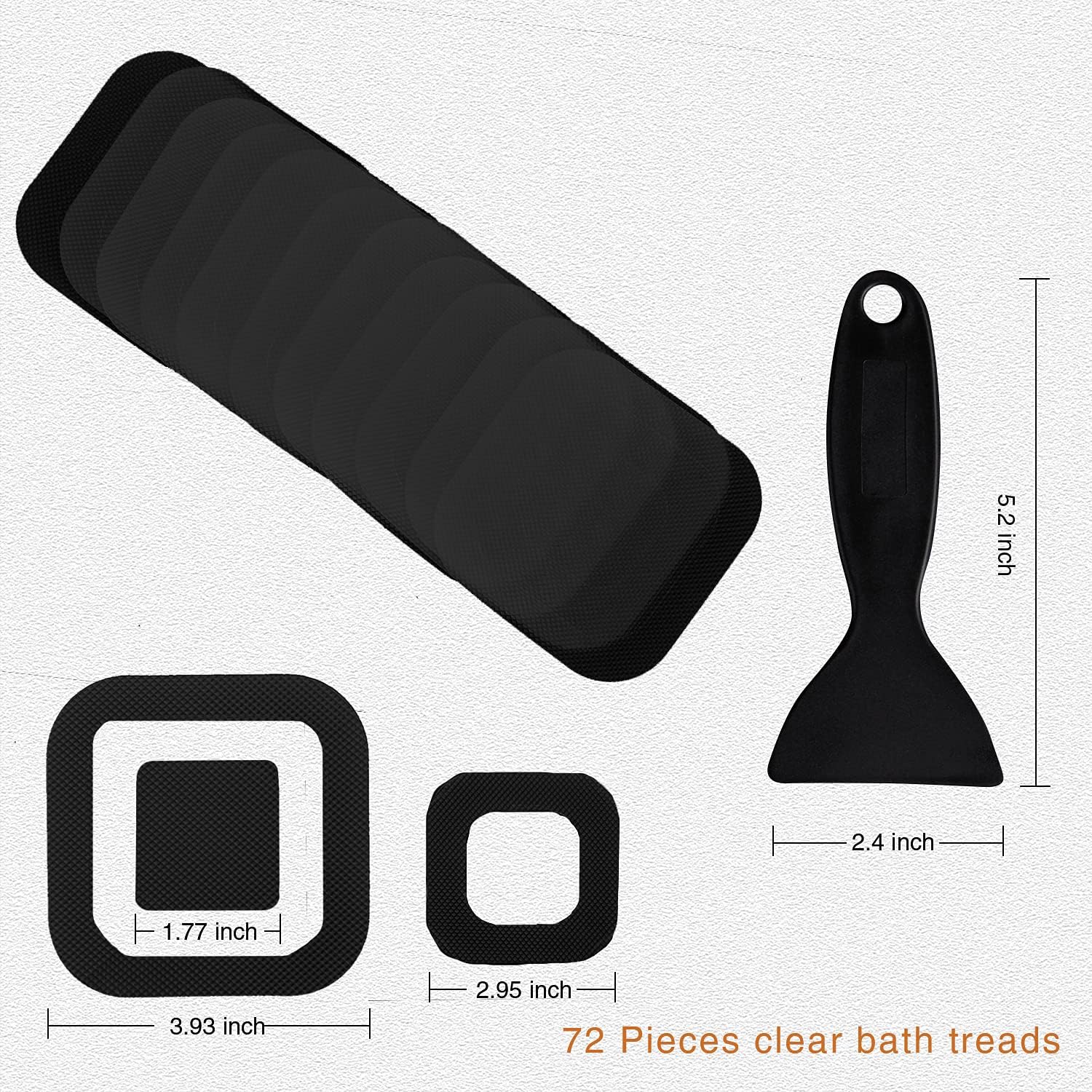 Non-Slip Bathtub Stickers Set Black 72 PCS