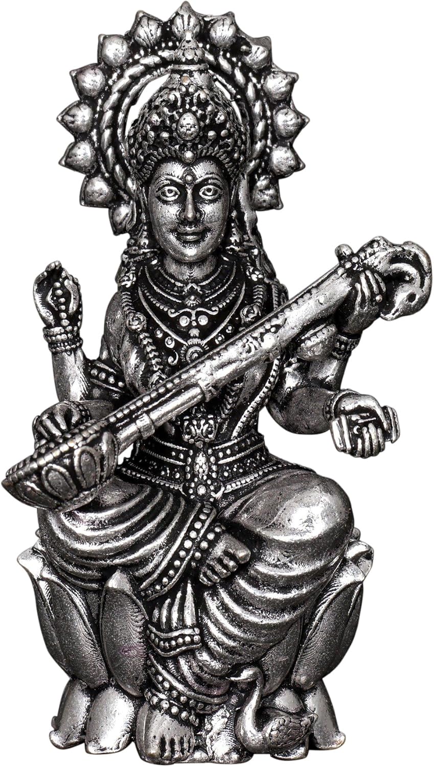 Exotic India Small Superfine Saraswati Brass Statue