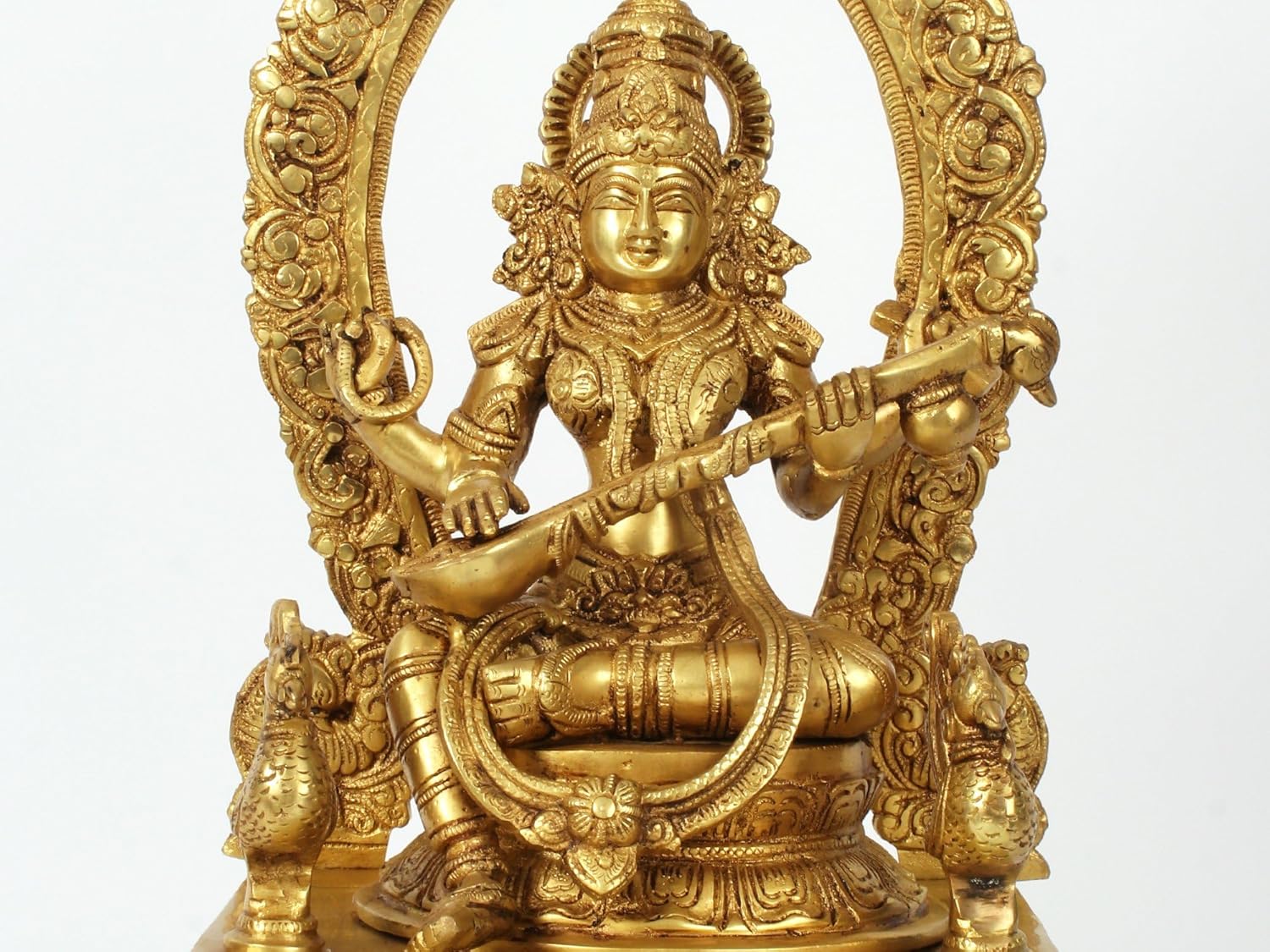 Brass Goddess Saraswati Statue with Veena 1