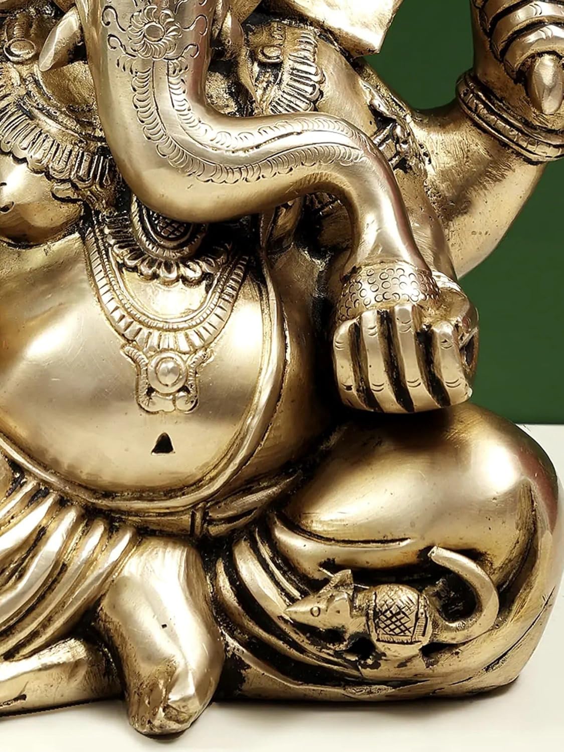Brass Ganesha Statue 125 Inch Divine Home Office Decor