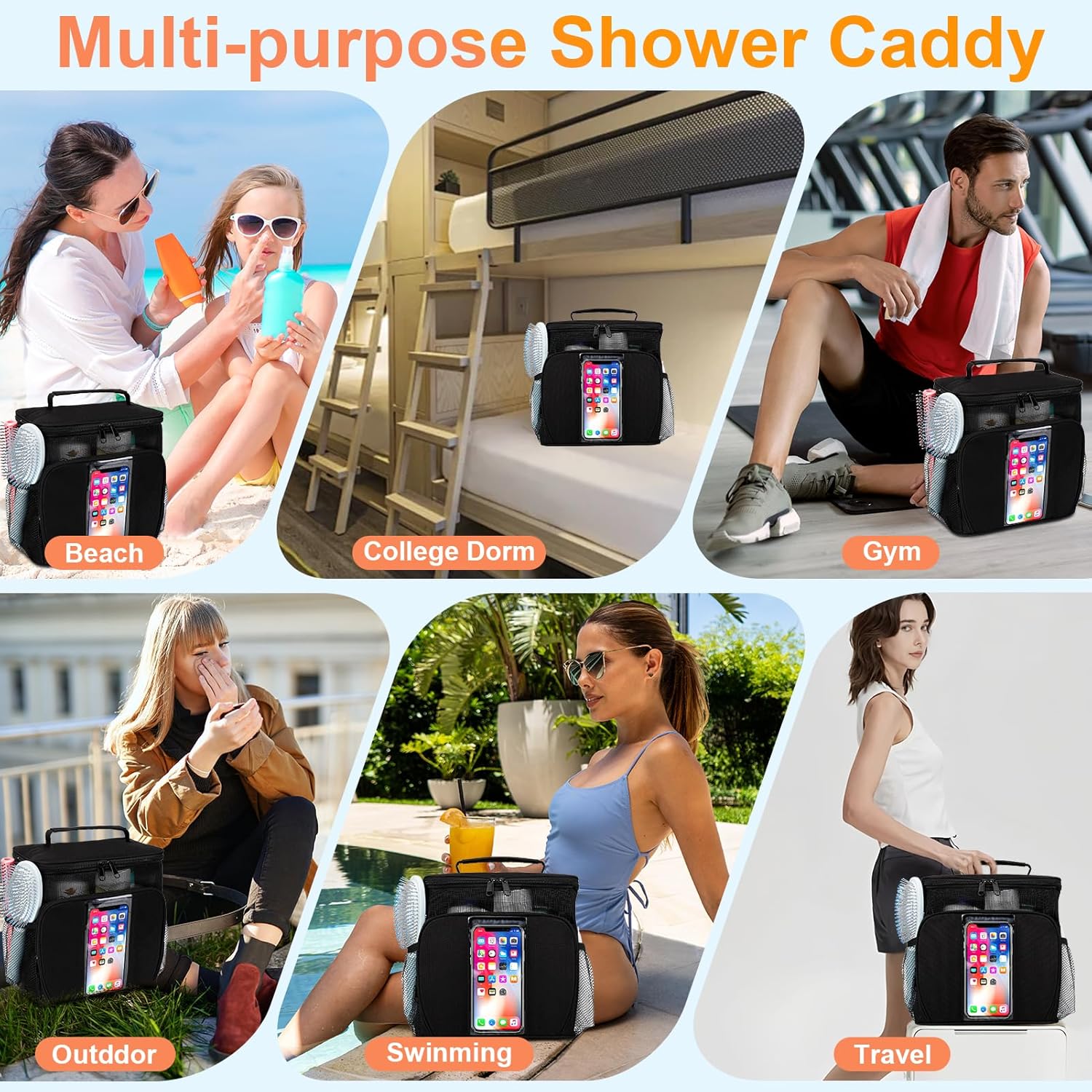 BAIMAY Quick Dry Mesh Shower Caddy for Dorm Travel