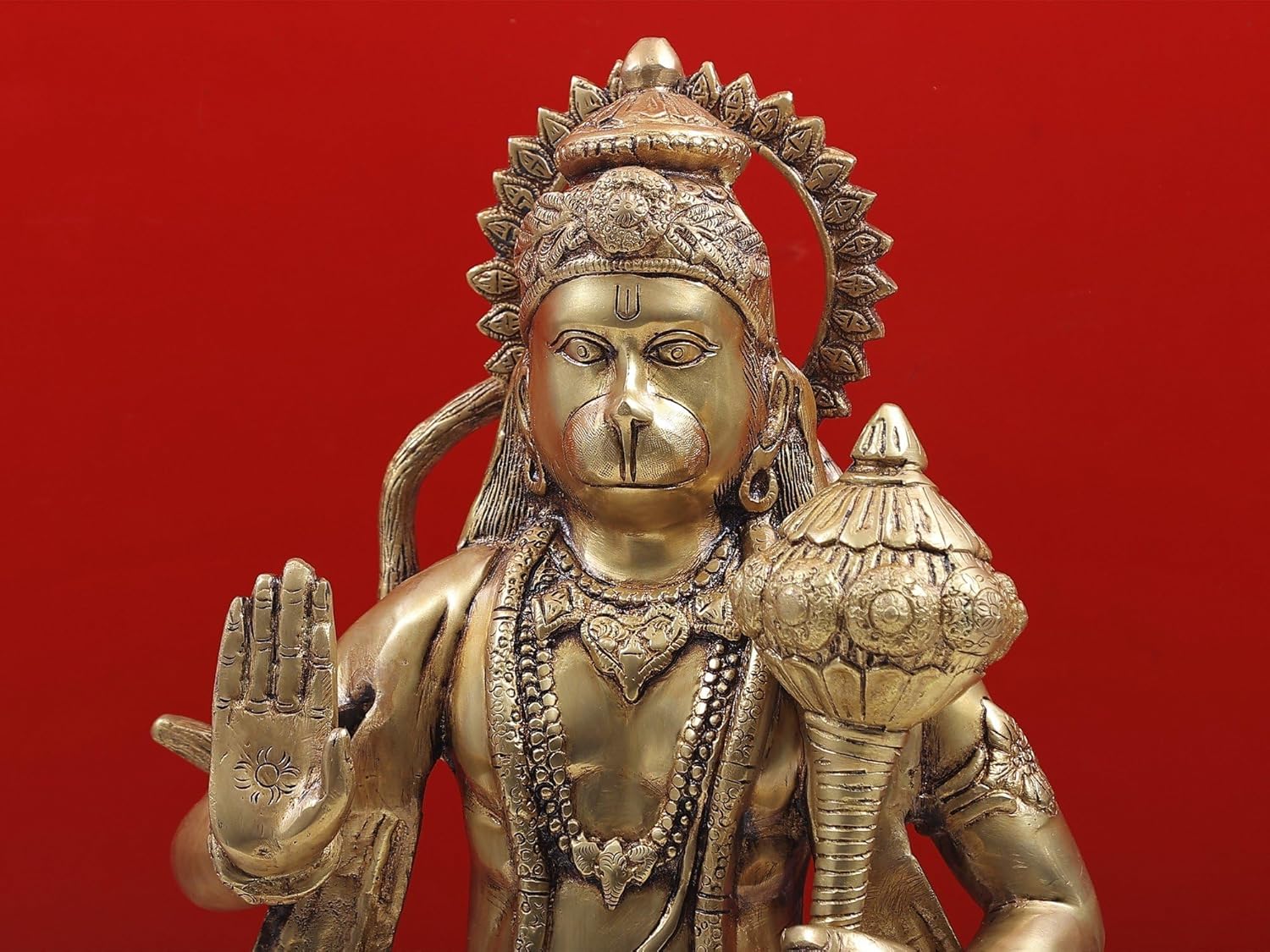 Brass Hanuman Statue 24 Inches for Home Office Decor