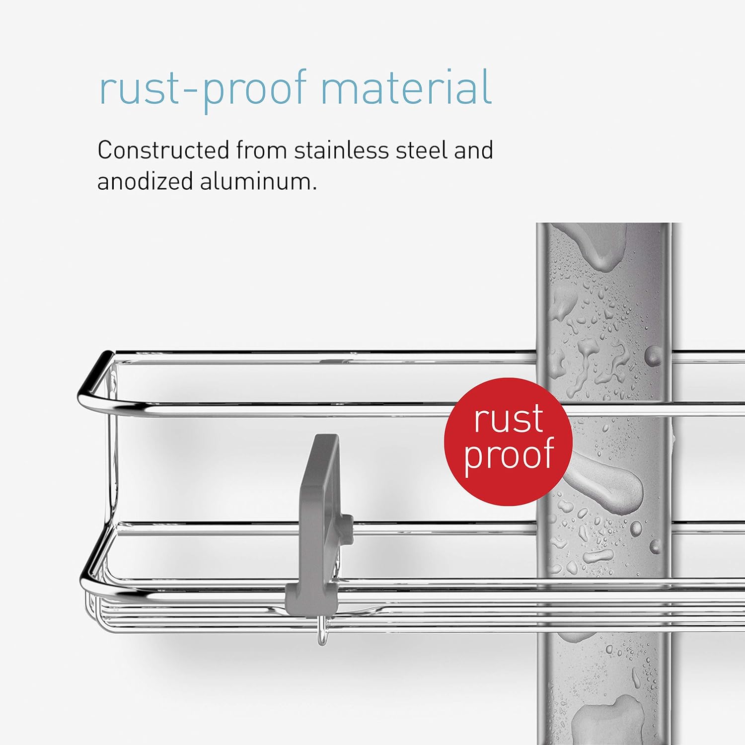 Simplehuman Adjustable Shower Caddy XL with Rust-Proof Design