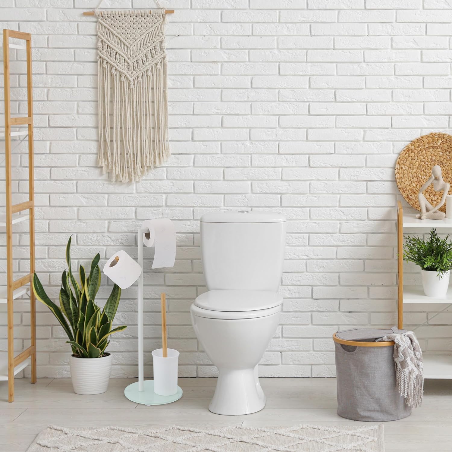 Relaxdays Toilet Roll Brush Holder Set