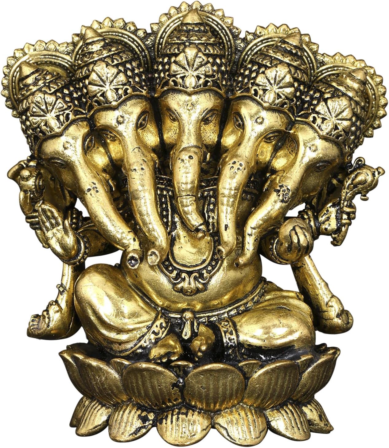 Small Panchamukhi Ganesha Brass Statue Home Office Decor