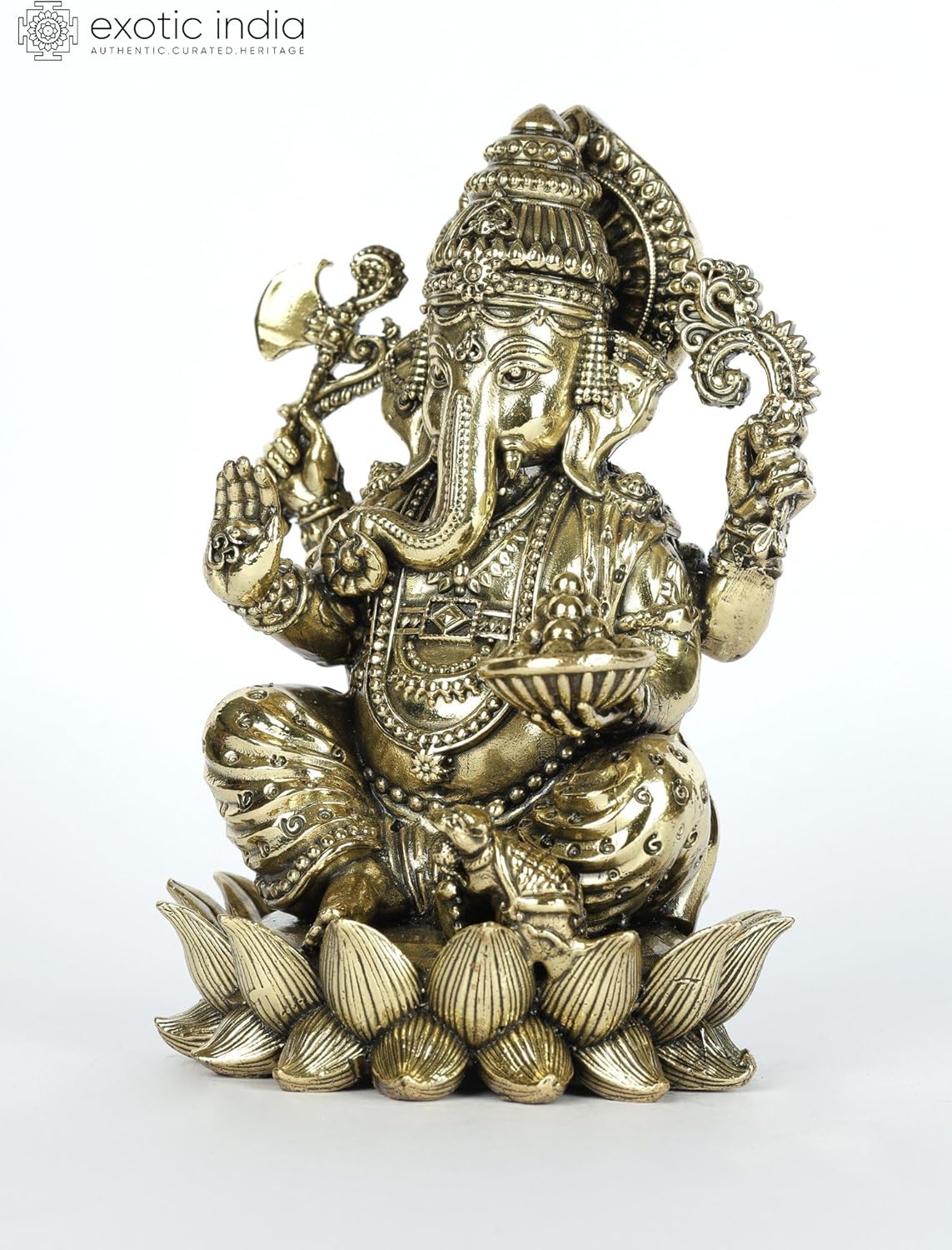 Exotic India Small Superfine Ganesha Brass Statue