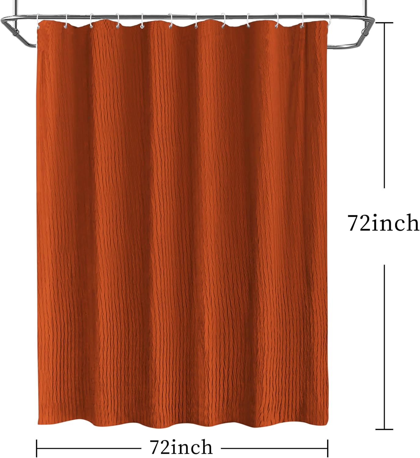 Tititex Vibrant Orange Burnt Ochre Crumpled Shower Curtain 72x72 Inch