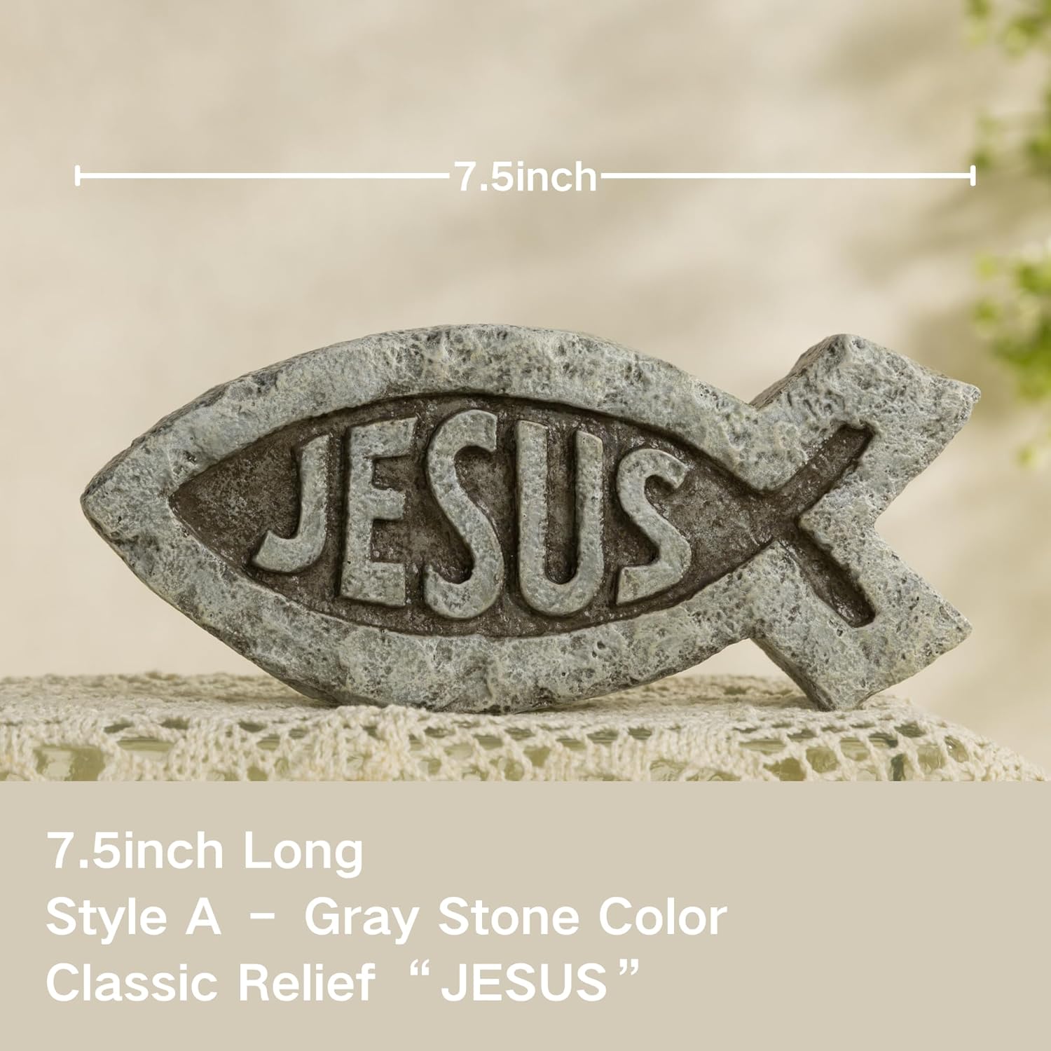 Christian Jesus Fish Tabletop Decor 74 Inch Resin Ichthys Sculpture