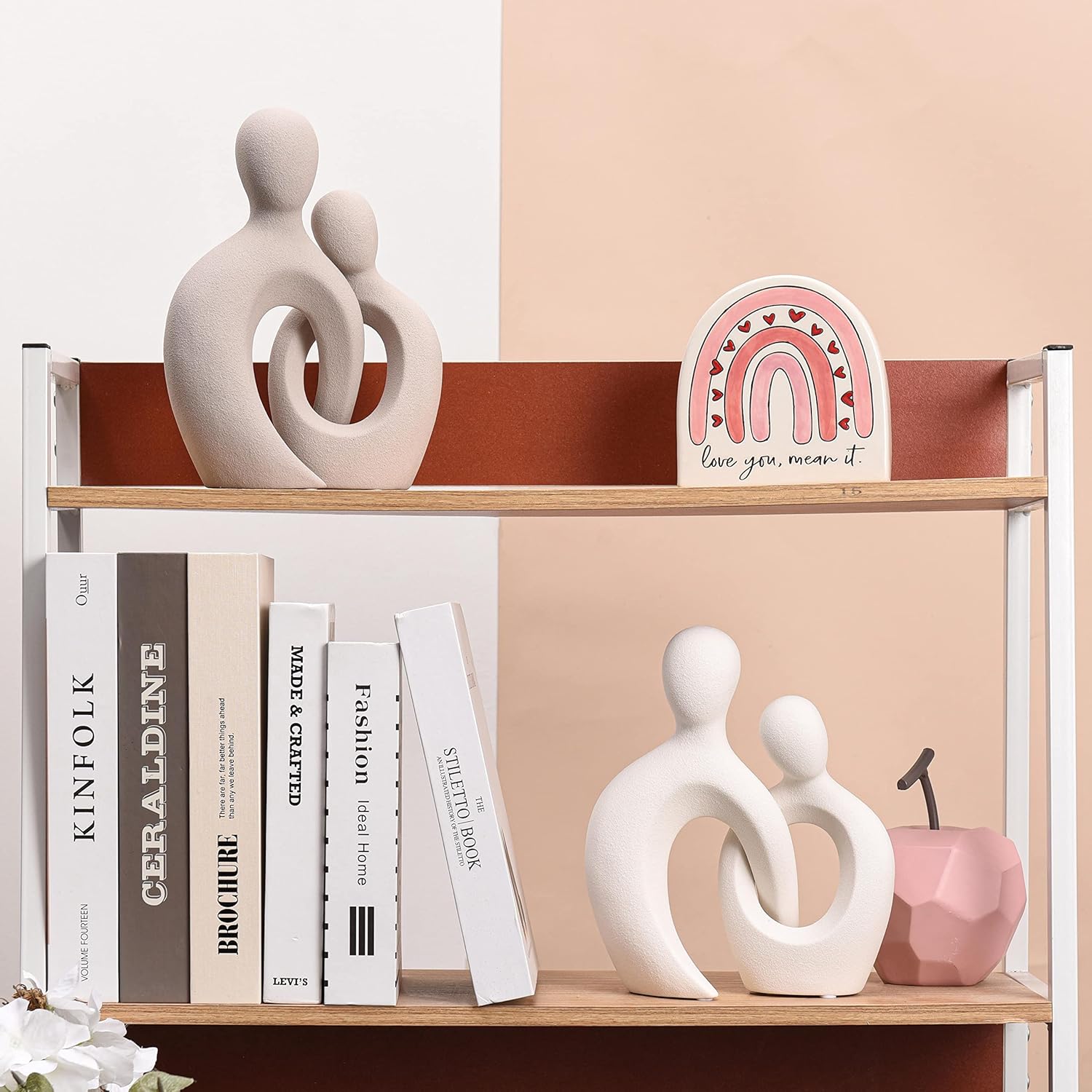 Quoowiit Abstract Love Couple Sculptures for Home Decor